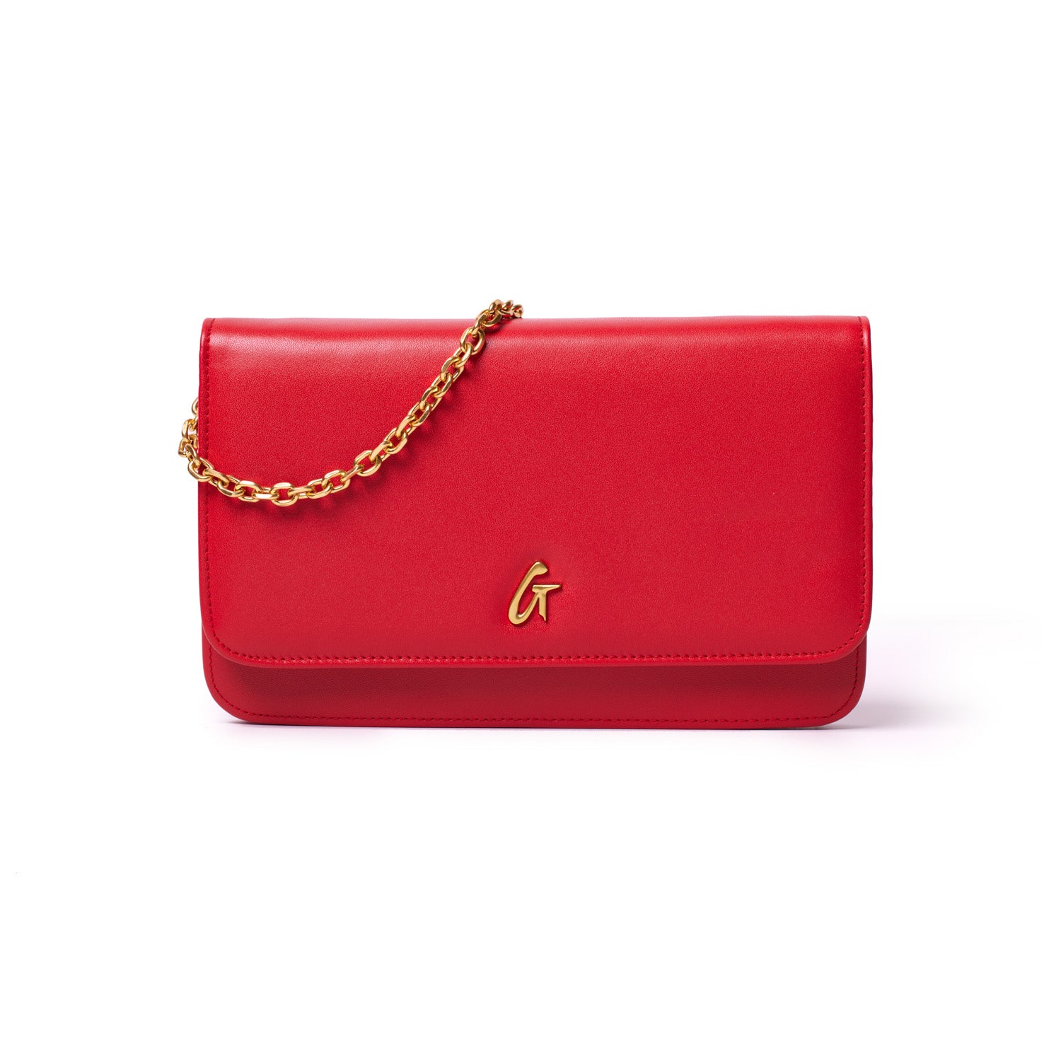 RED STANDARD WALLET ON CHAIN-GOLD