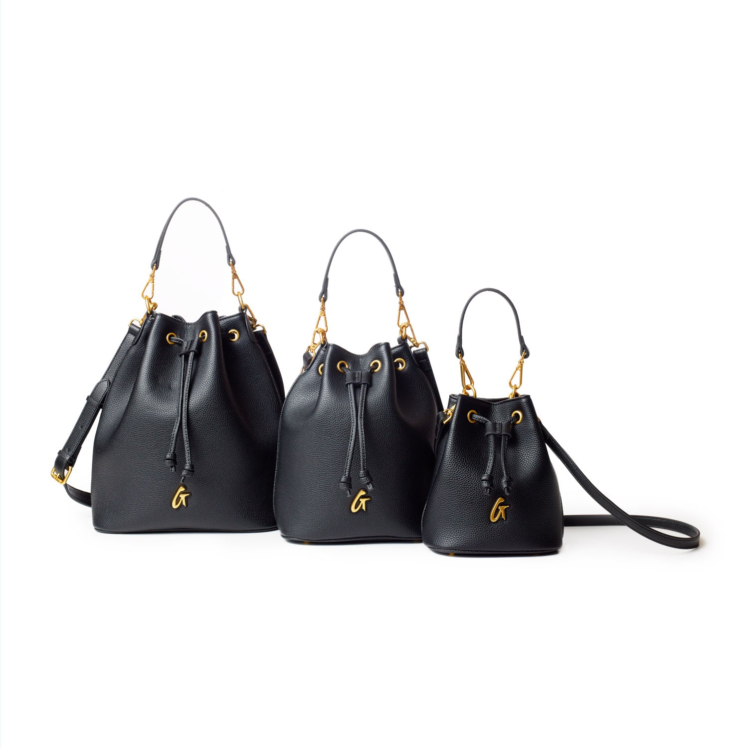 LARGE PEBBLE BUCKET BAG - BLACK