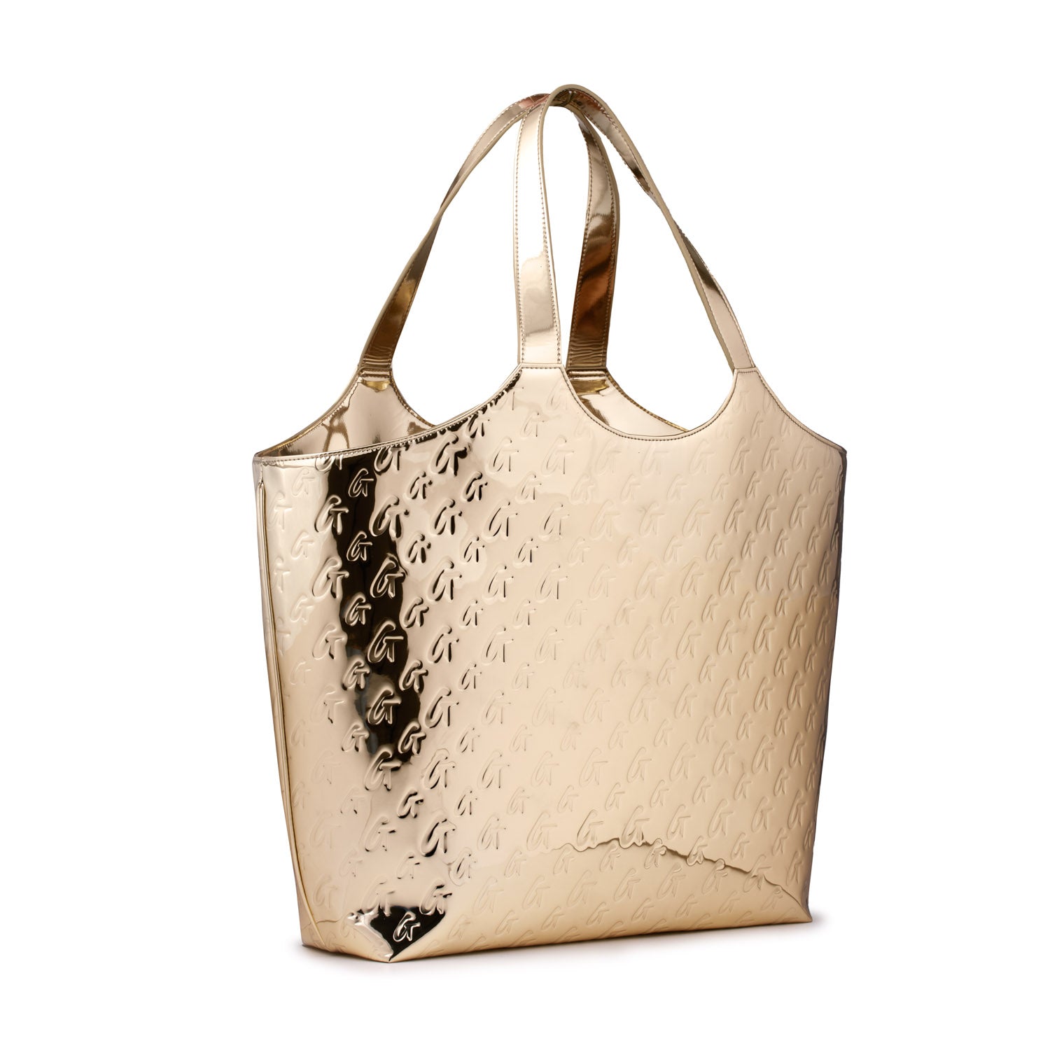 METALLIC MONOGRAM MAXI TOTE - METALLIC GOLD