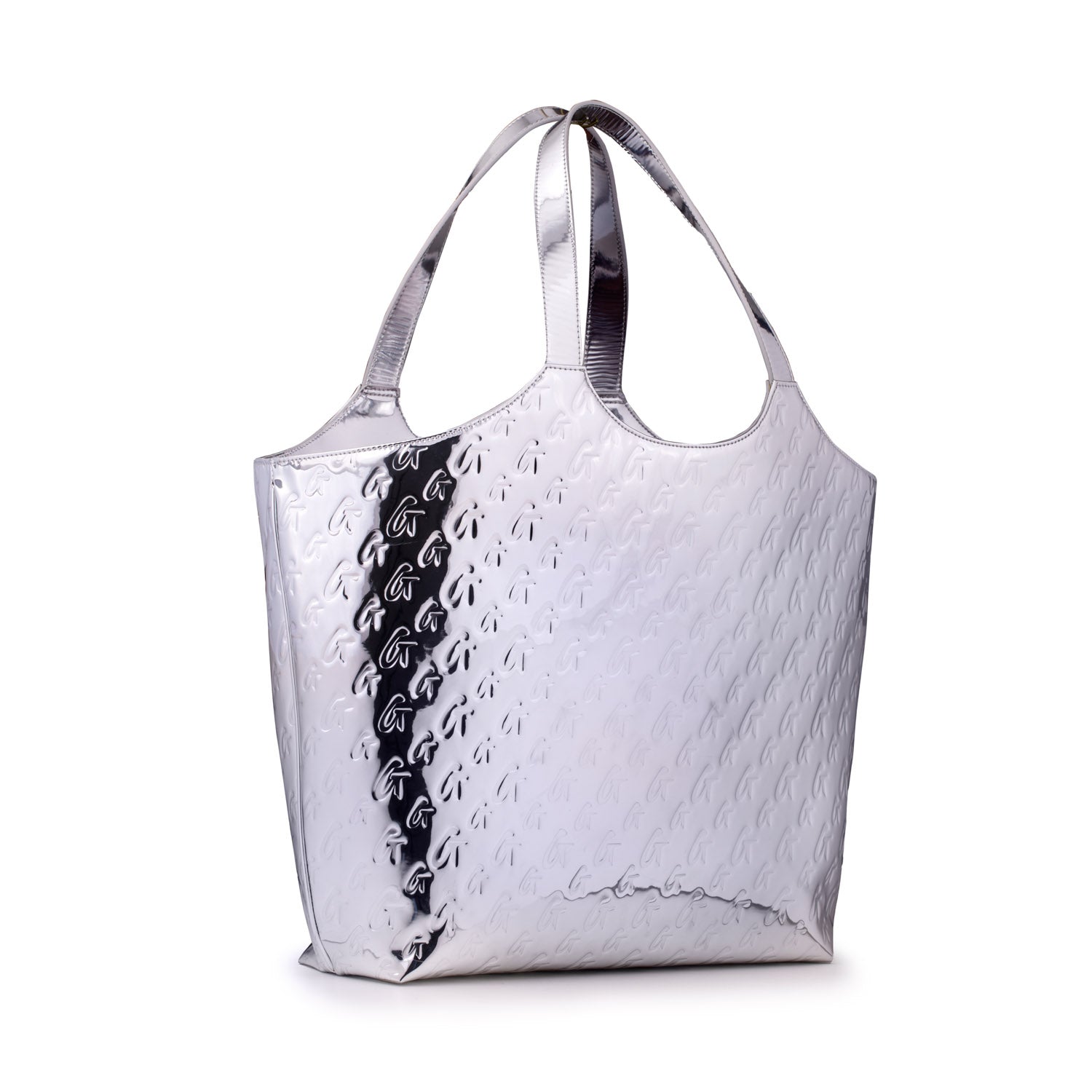 METALLIC MONOGRAM MAXI TOTE - METALLIC SILVER