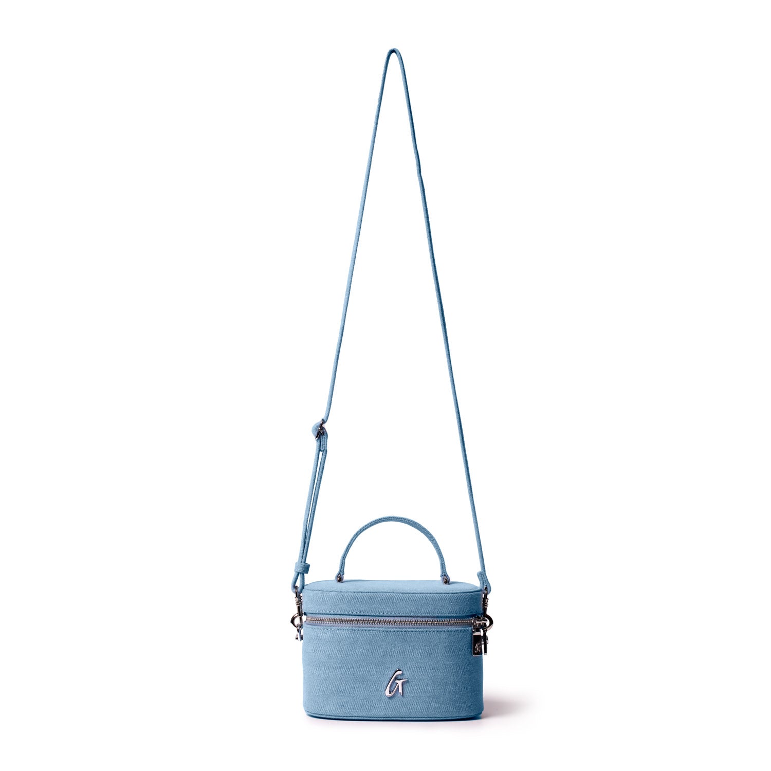 JUMBO DENIM VANITY BAG-SILVER