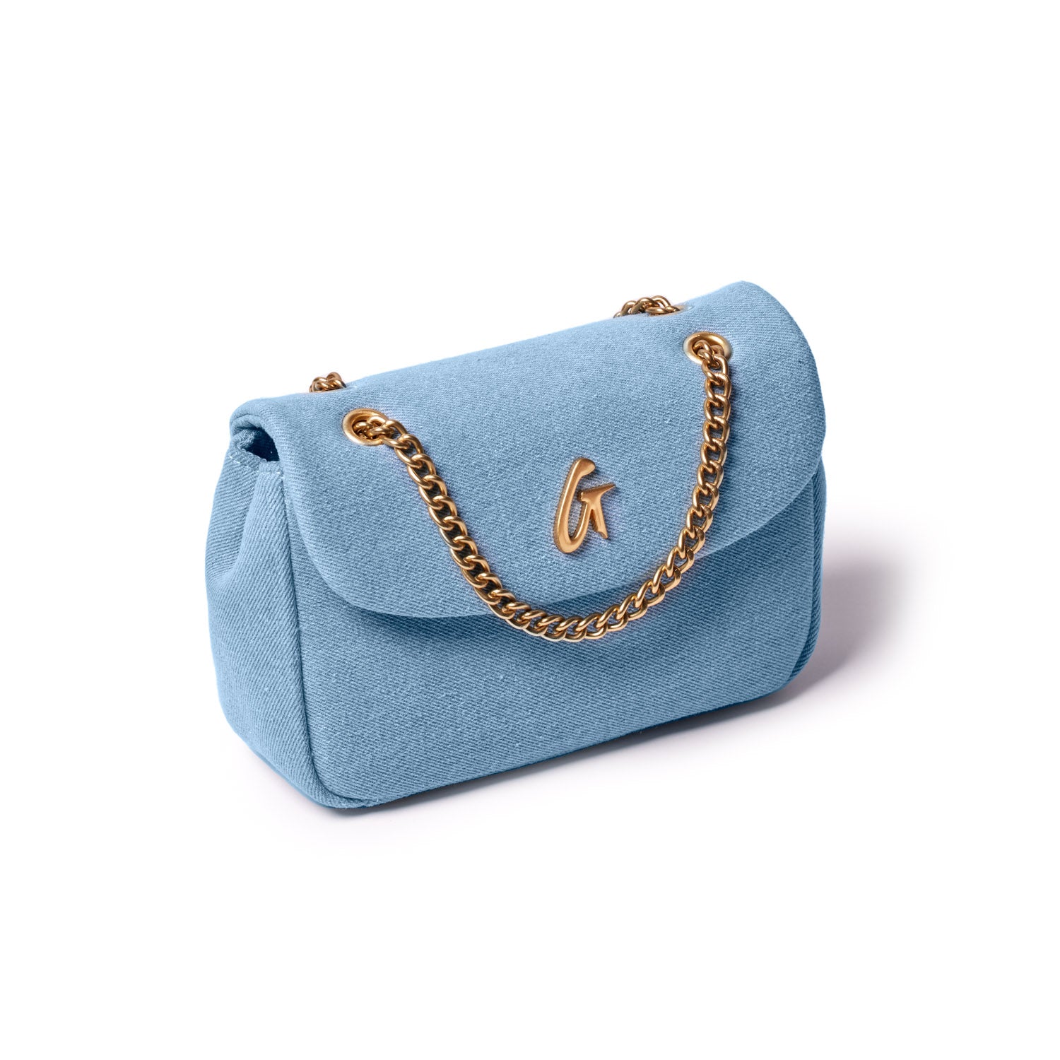 DENIM MINI CLASSIC FLAP BAG-GOLD