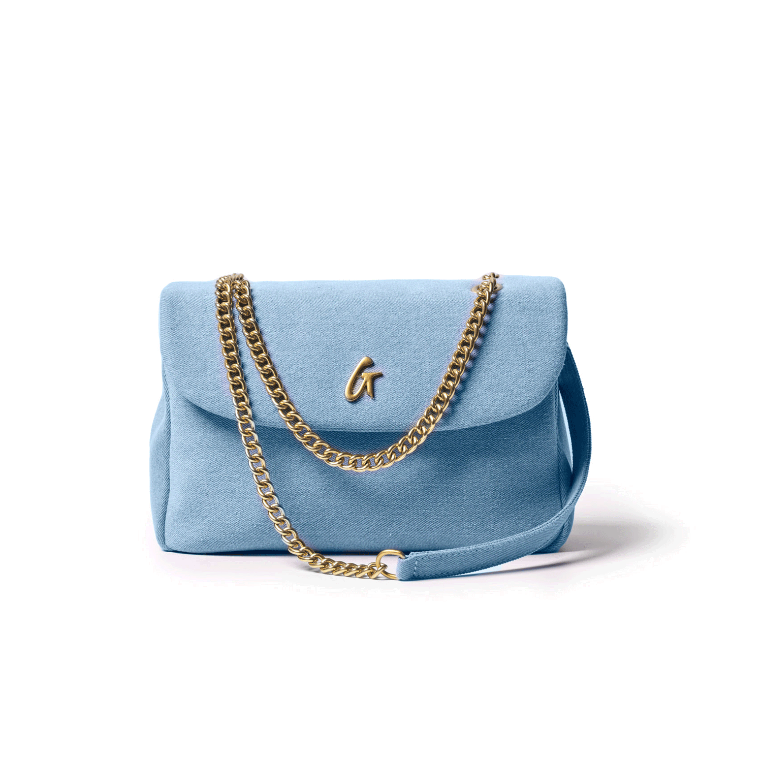 DENIM MEDIUM CLASSIC FLAP BAG-GOLD