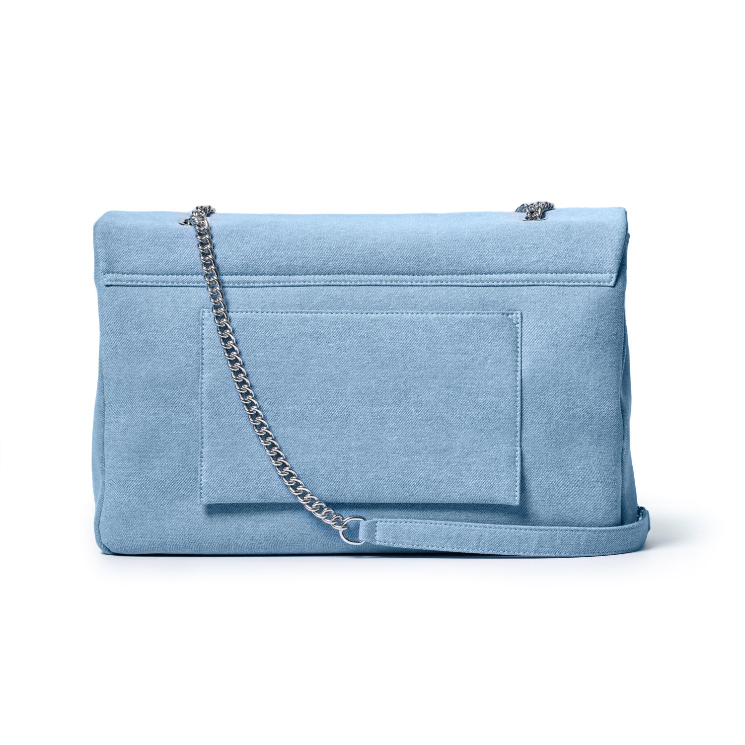 DENIM XL CLASSIC FLAP BAG-SILVER