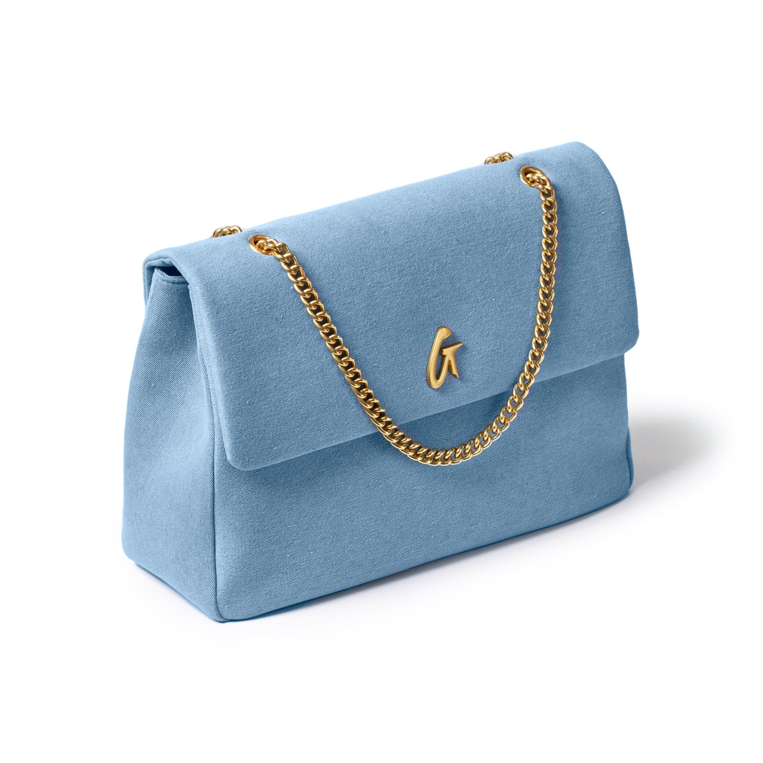 DENIM LARGE CLASSIC FLAP BAG-GOLD