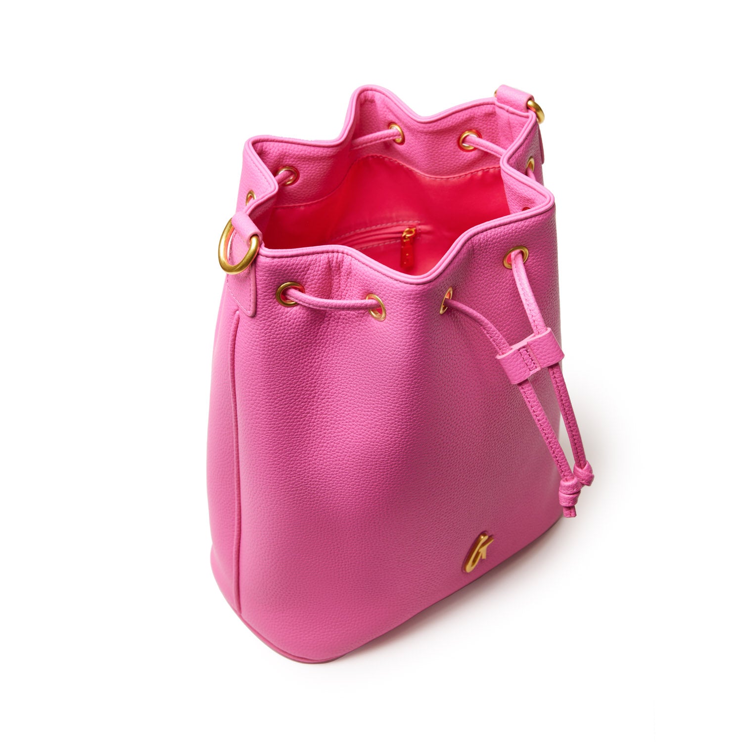 LARGE PEBBLE BUCKET BAG - HOT PINK