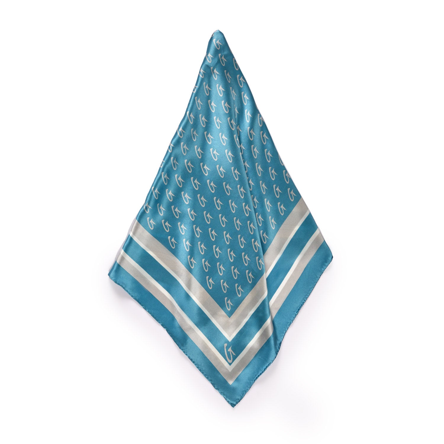 LARGE MONOGRAM SILK SCARF - BLUE SILVER