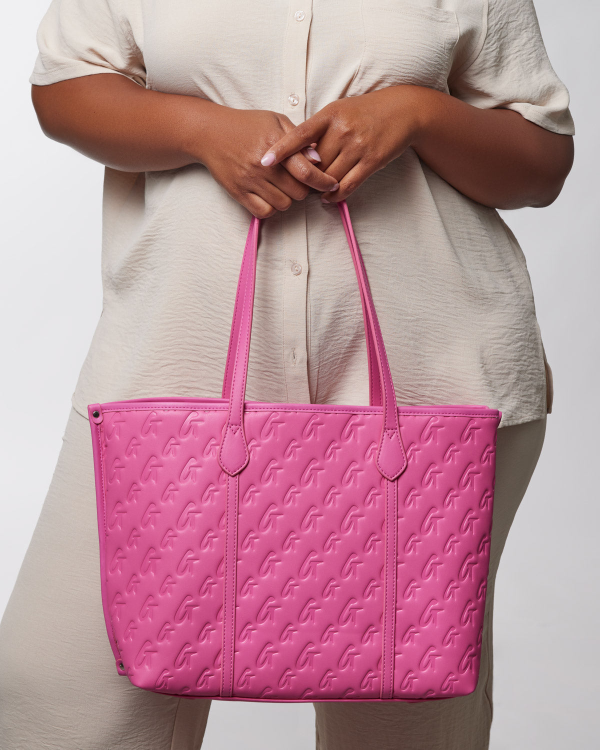 MONOGRAM SLEEK TOTE HOT PINK