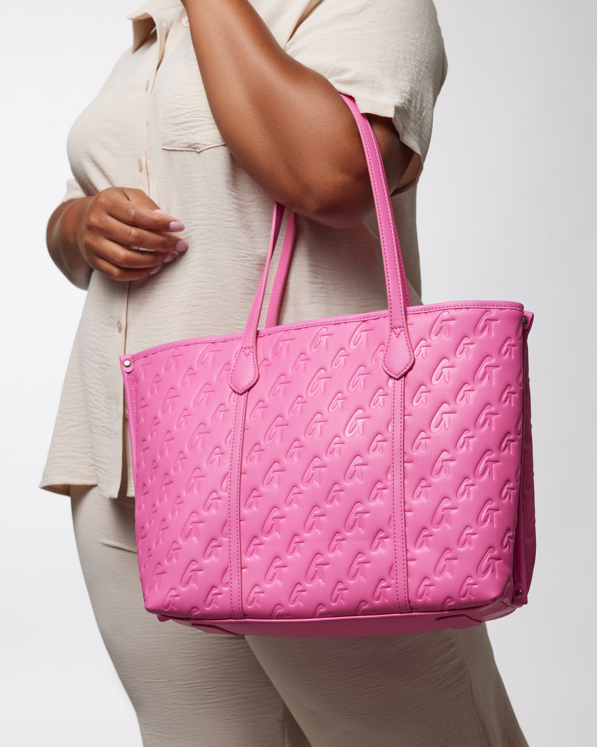 MONOGRAM SLEEK TOTE HOT PINK