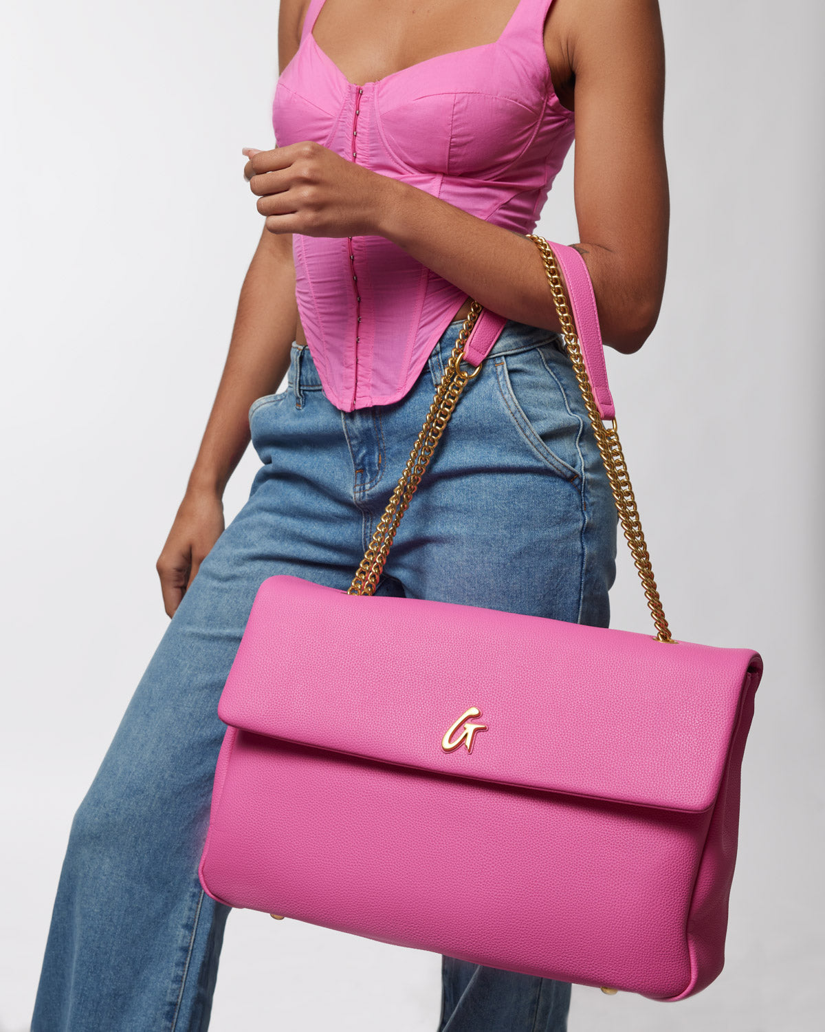 PEBBLE XL FLAP BAG HOT PINK