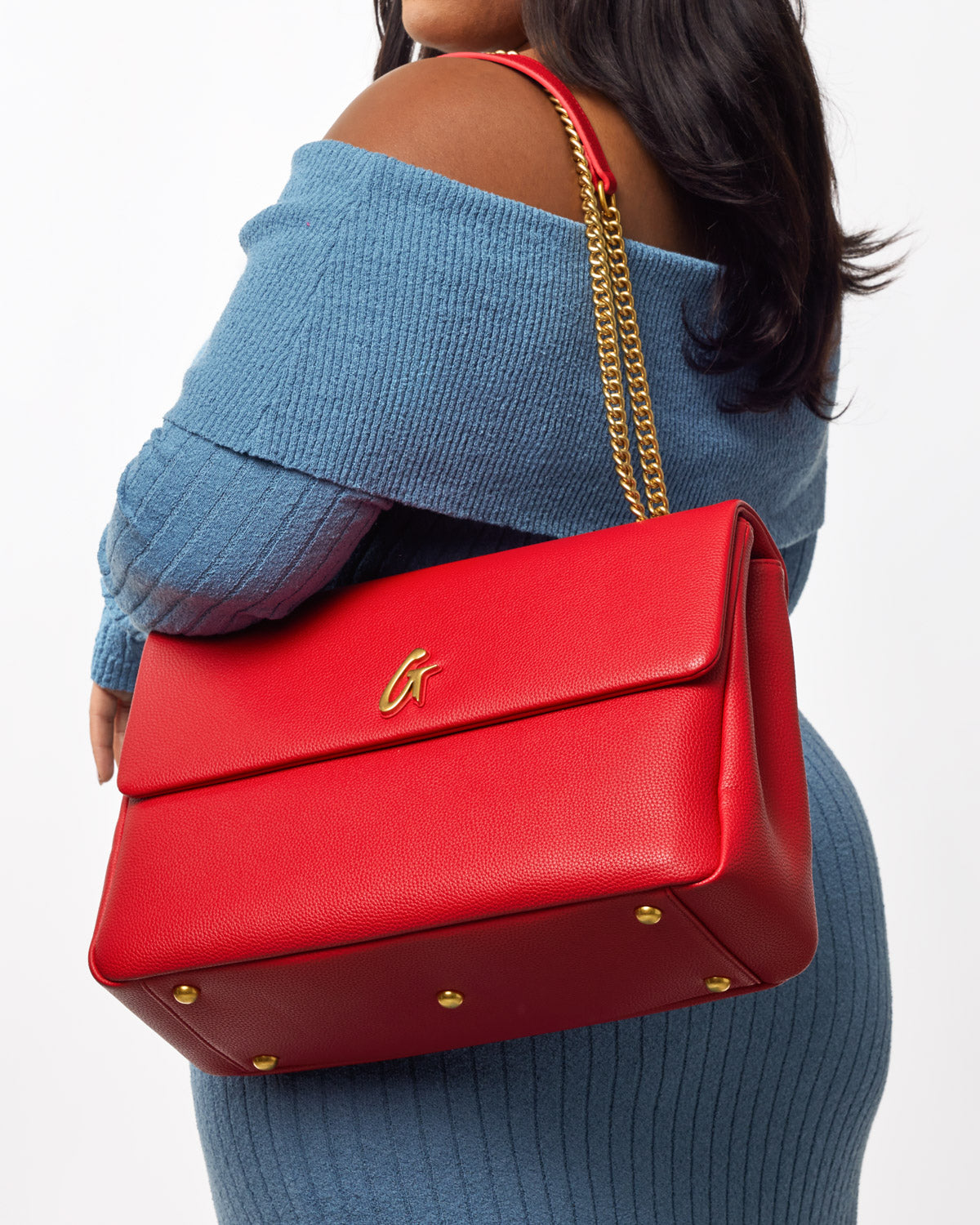 LARGE PEBBLE FLAP BAG - RED