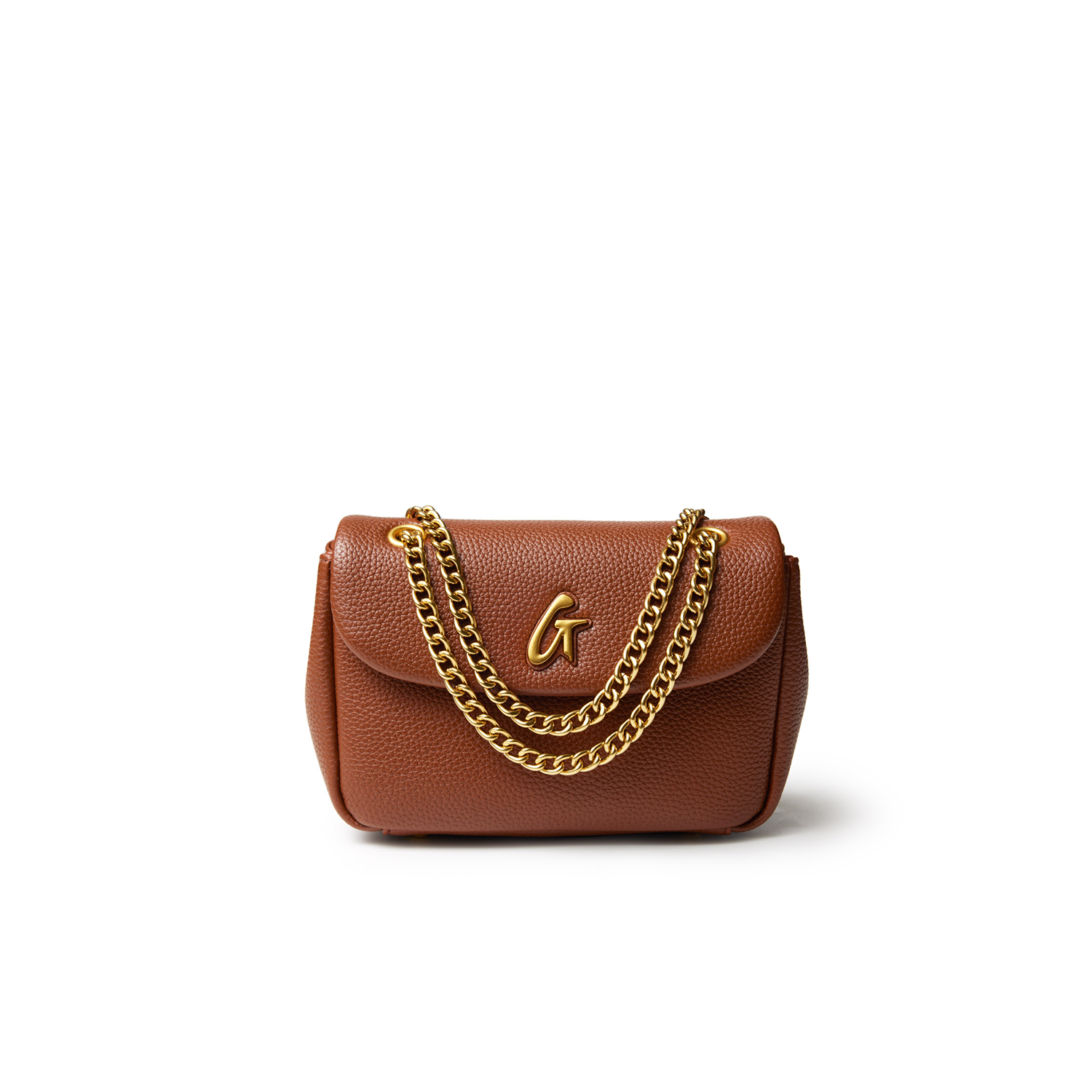 MINI PEBBLE FLAP BAG - BROWN