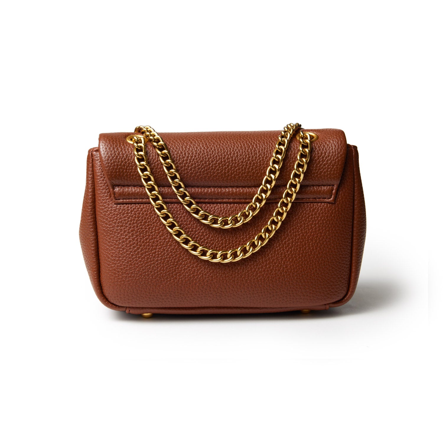 MINI PEBBLE FLAP BAG - BROWN