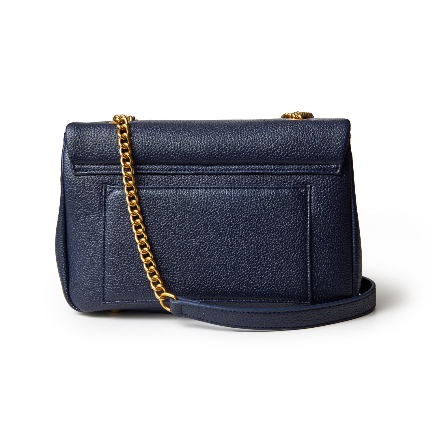 MEDIUM PEBBLE FLAP BAG - NAVY