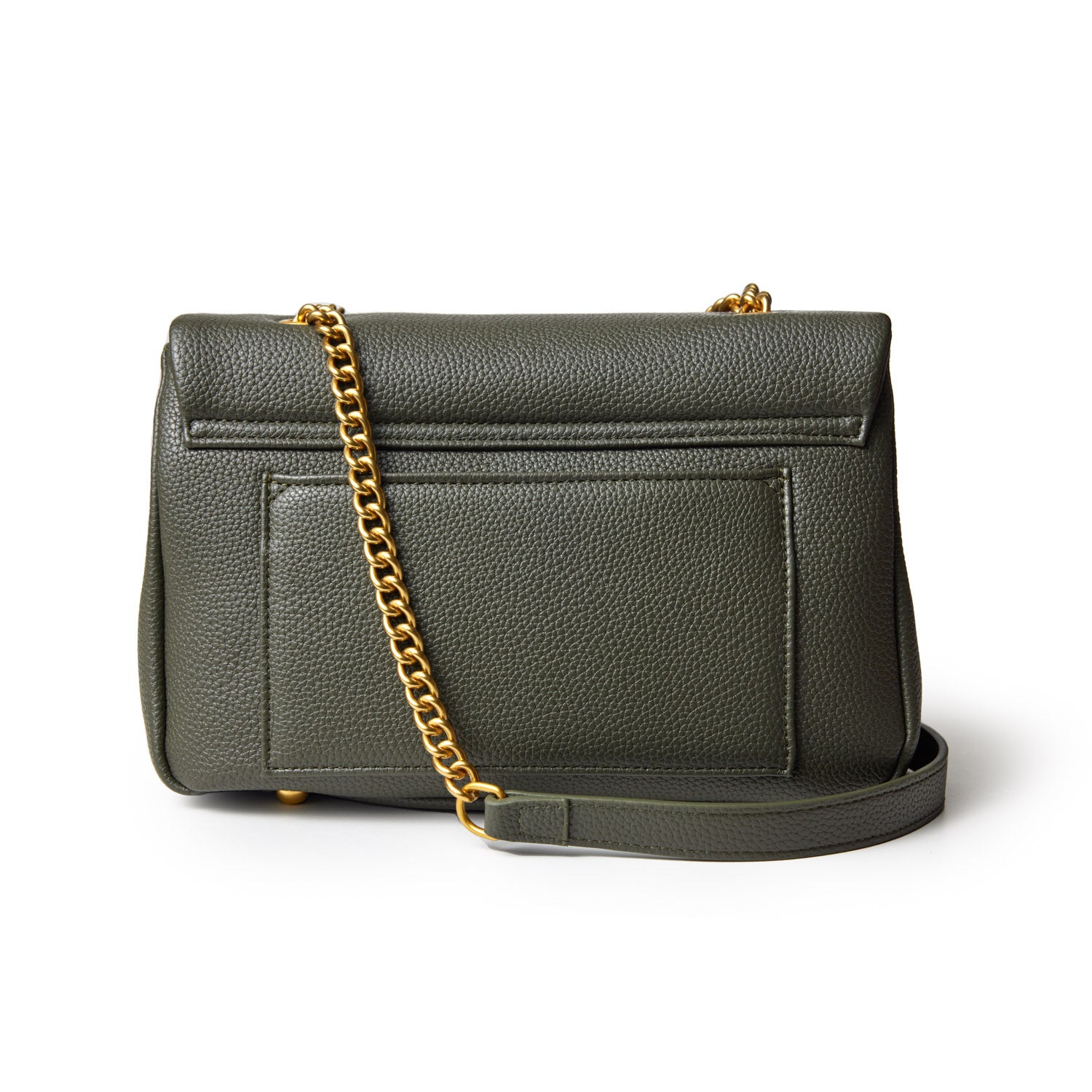 MEDIUM PEBBLE FLAP BAG - OLIVE GREEN