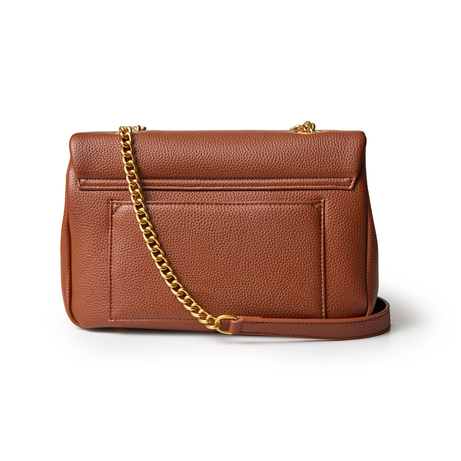 MEDIUM PEBBLE FLAP BAG - BROWN