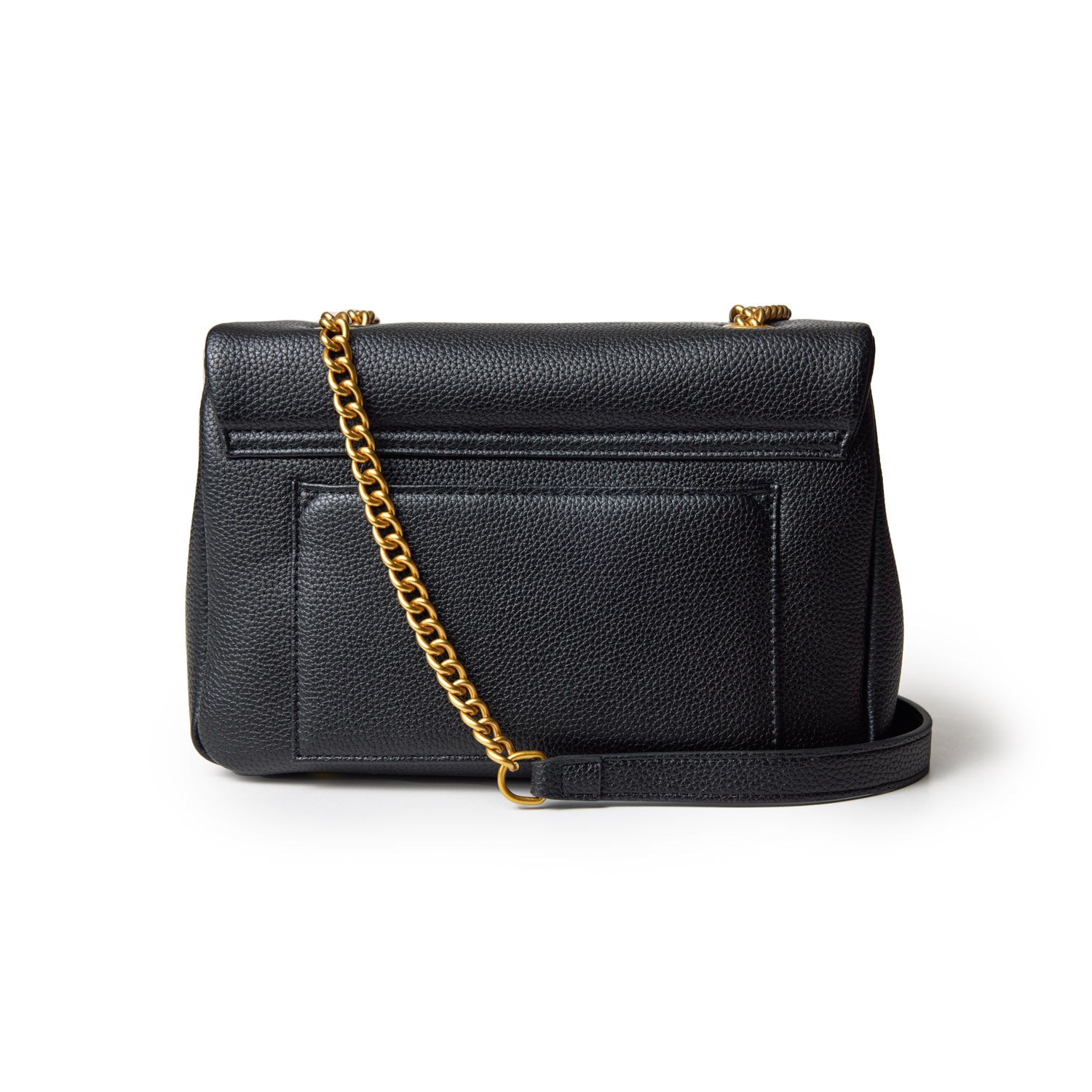 MEDIUM PEBBLE FLAP BAG - BLACK