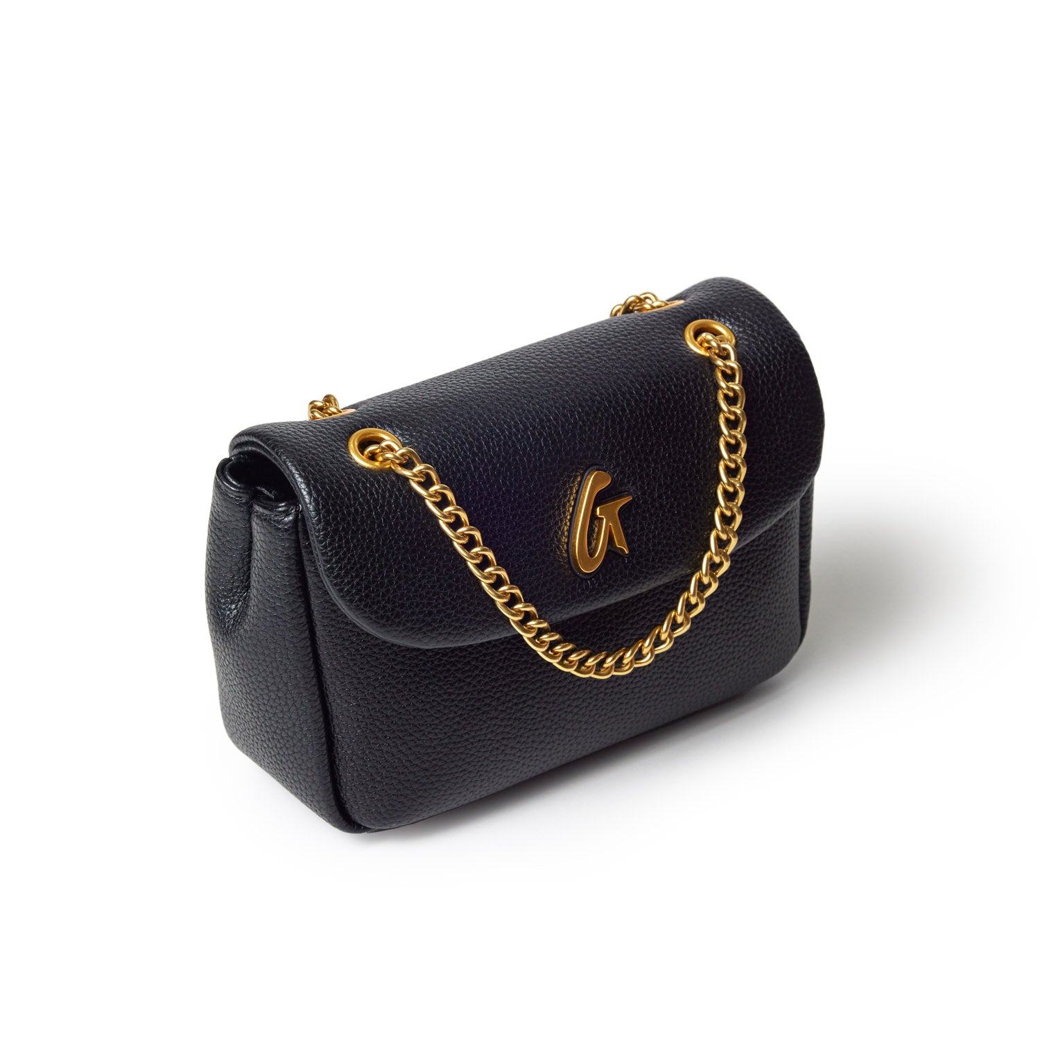 MINI PEBBLE FLAP BAG - BLACK