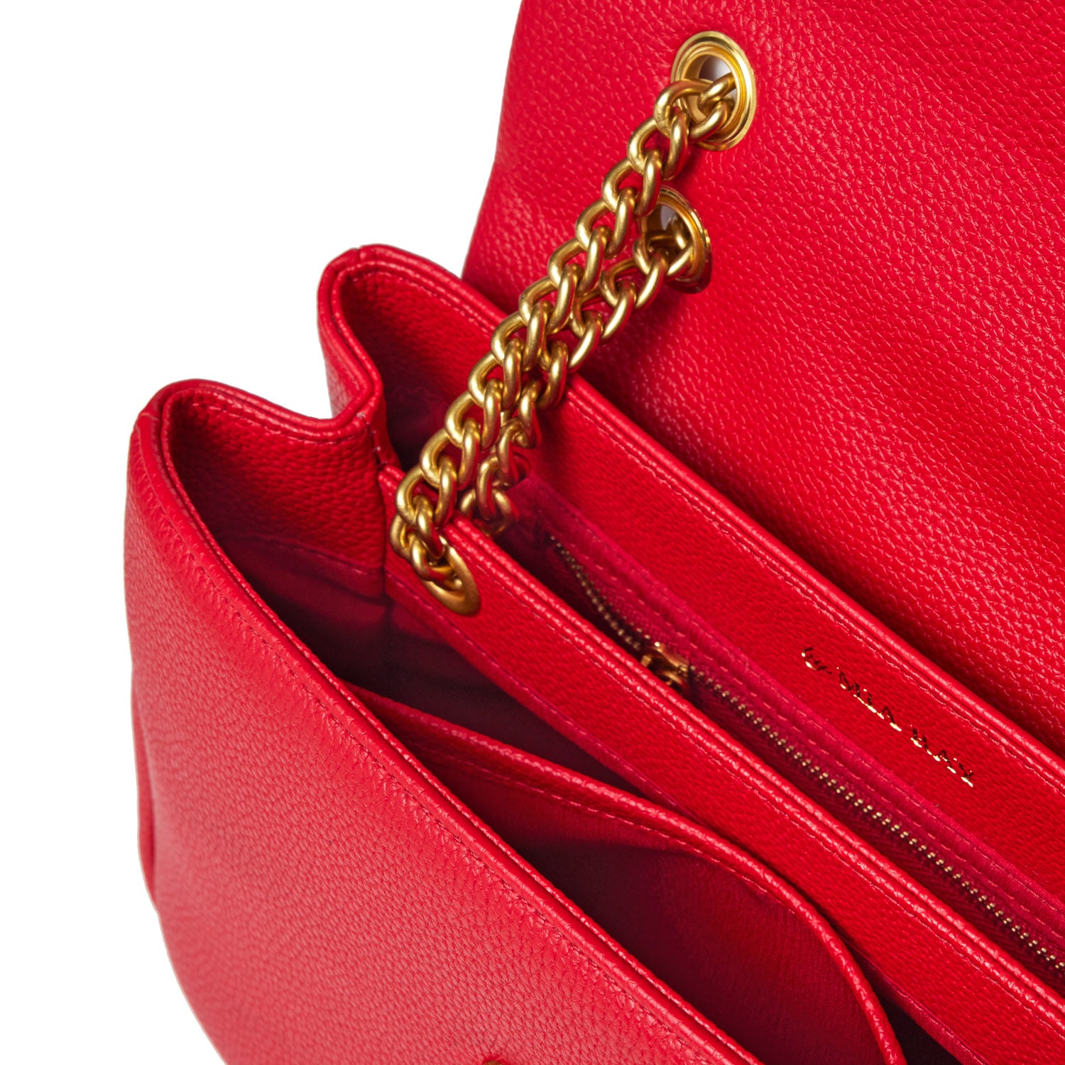 MEDIUM PEBBLE FLAP BAG - RED