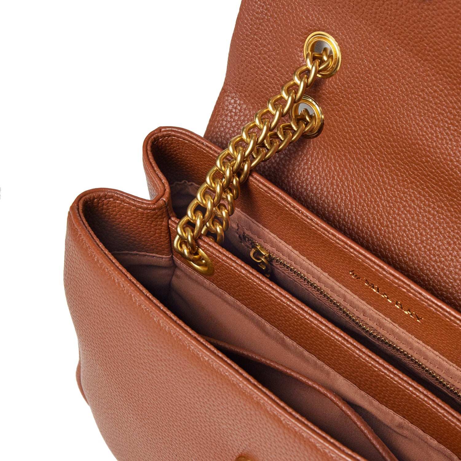 MEDIUM PEBBLE FLAP BAG - BROWN