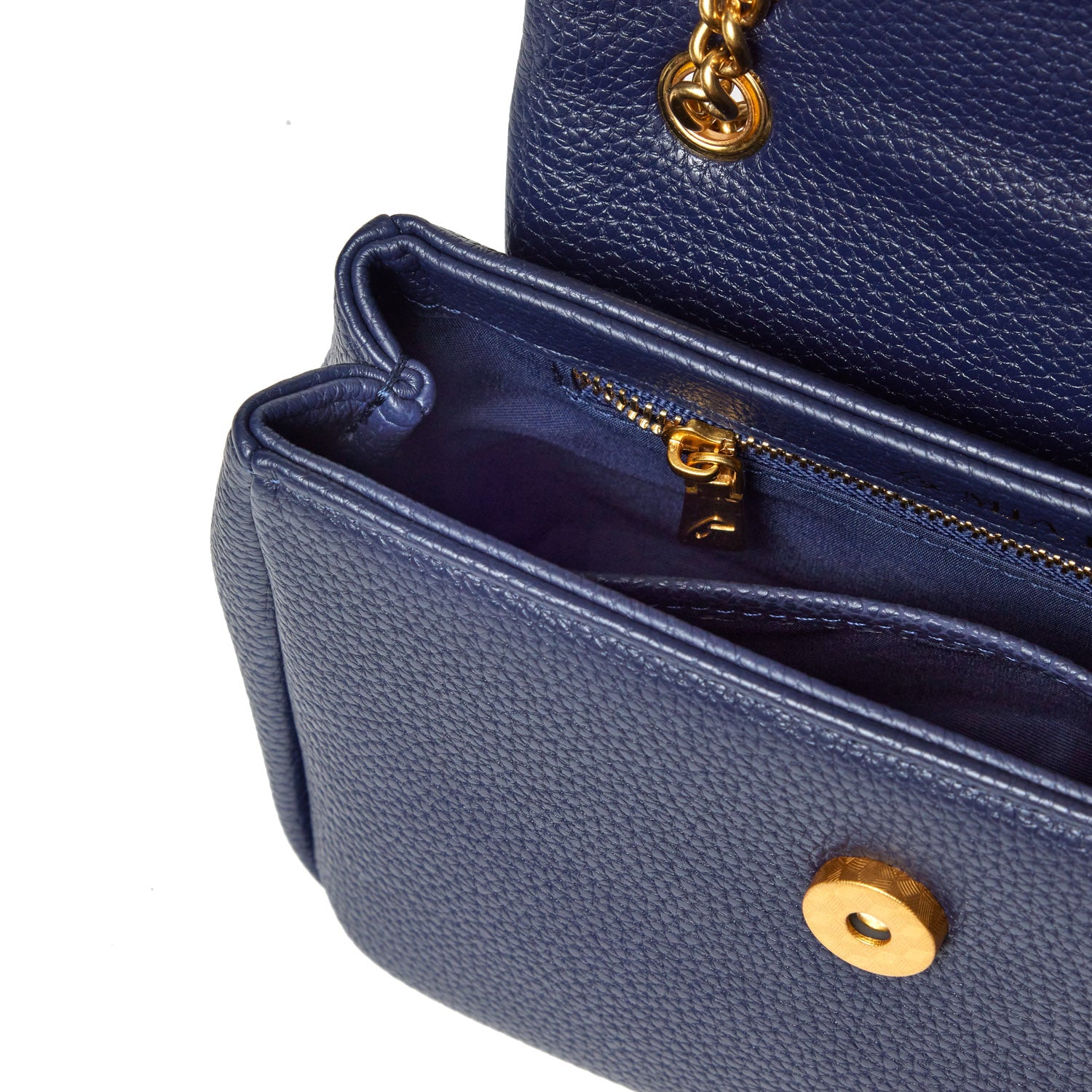 MINI PEBBLE FLAP BAG - NAVY