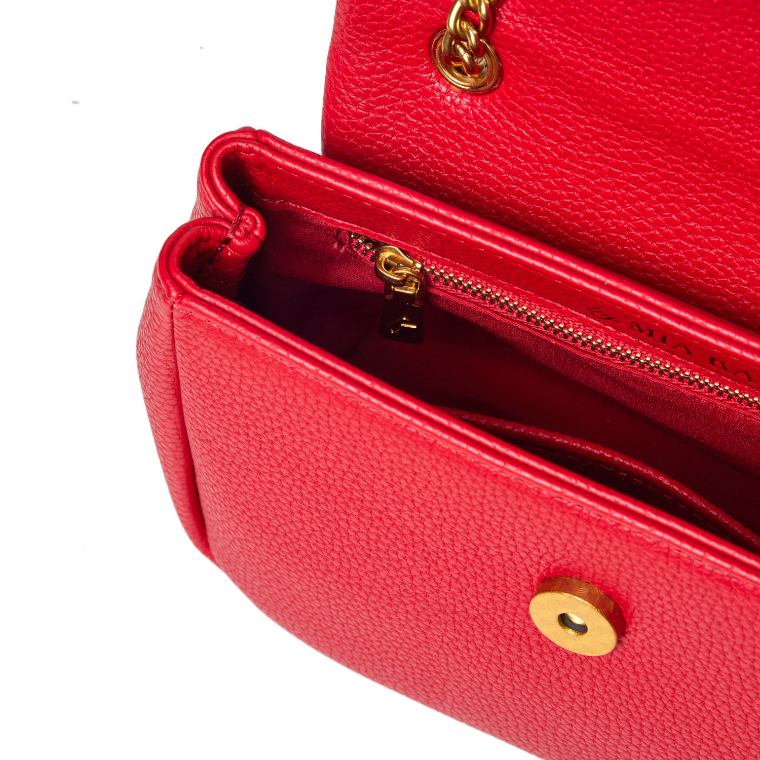 MINI PEBBLE FLAP BAG - RED