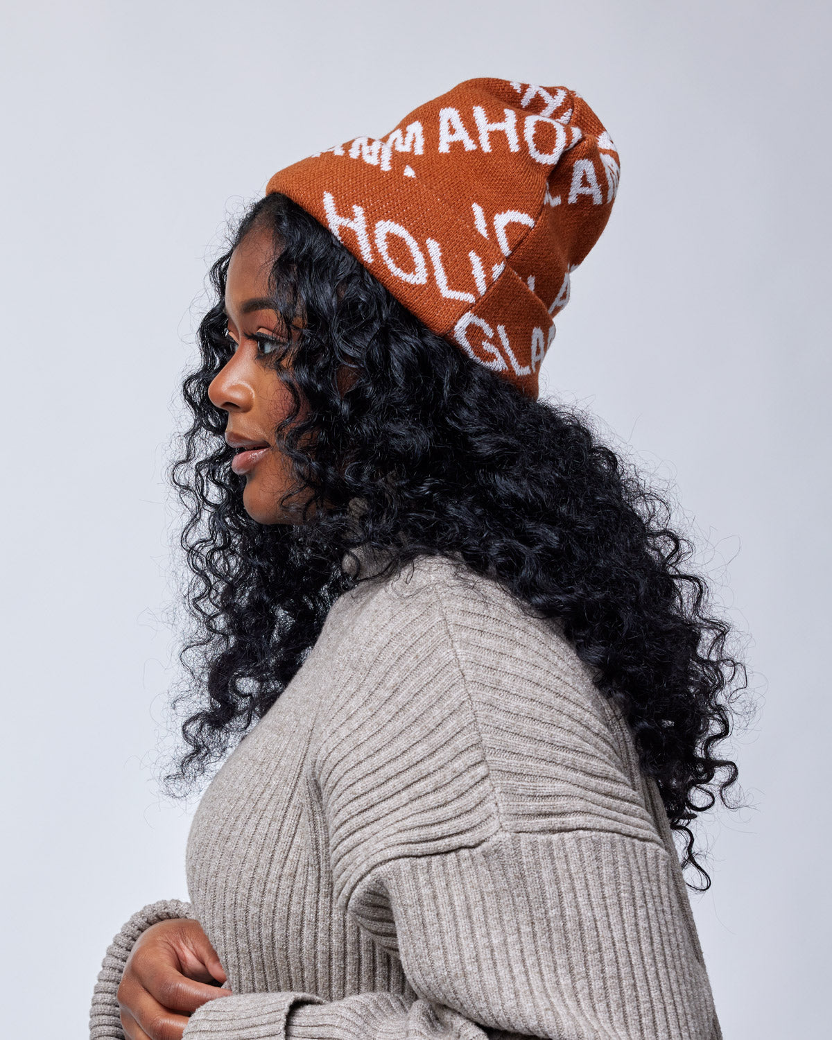 MONOGRAM BEANIE - BROWN