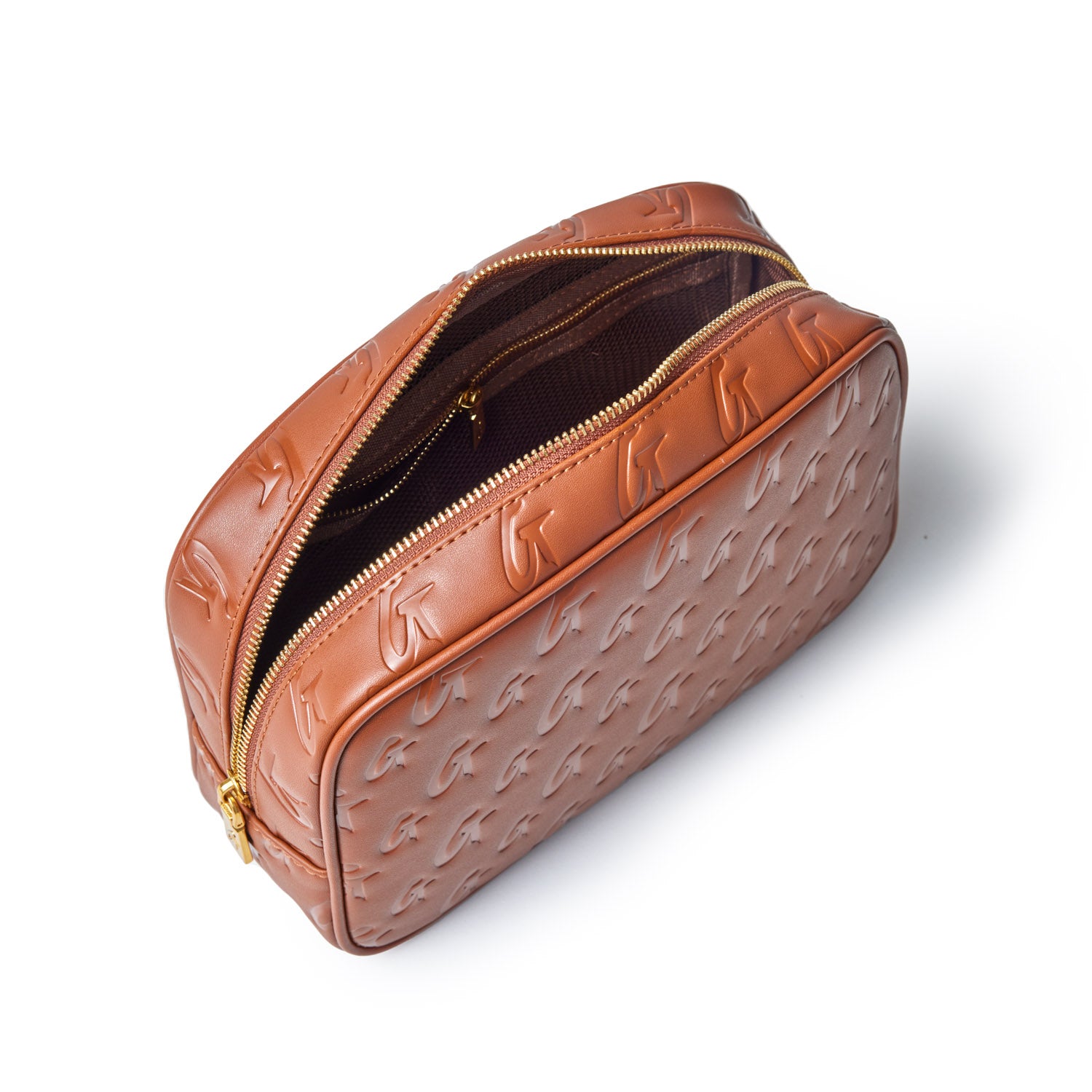 SMALL MONOGRAM TOILETRY BAG - BROWN