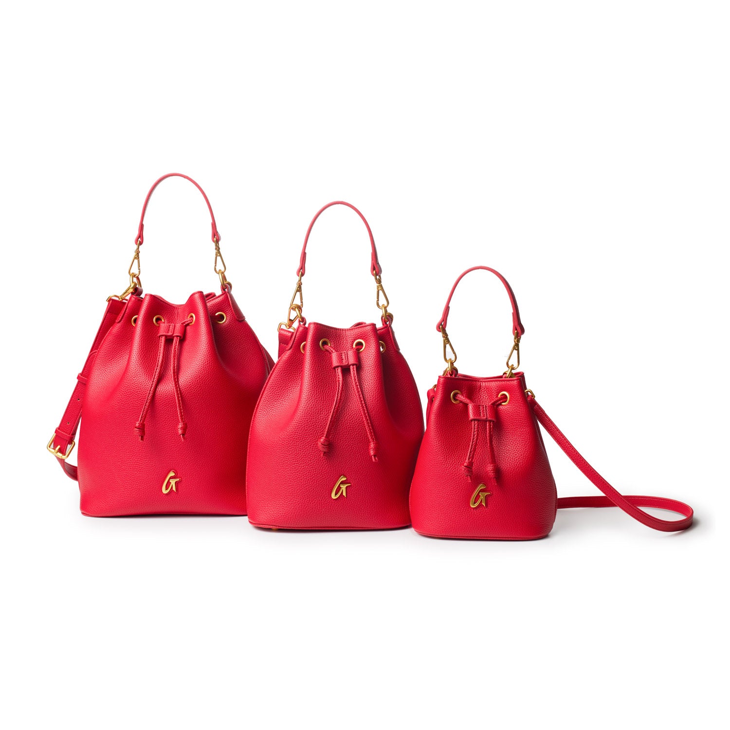 MEDIUM PEBBLE BUCKET BAG - RED