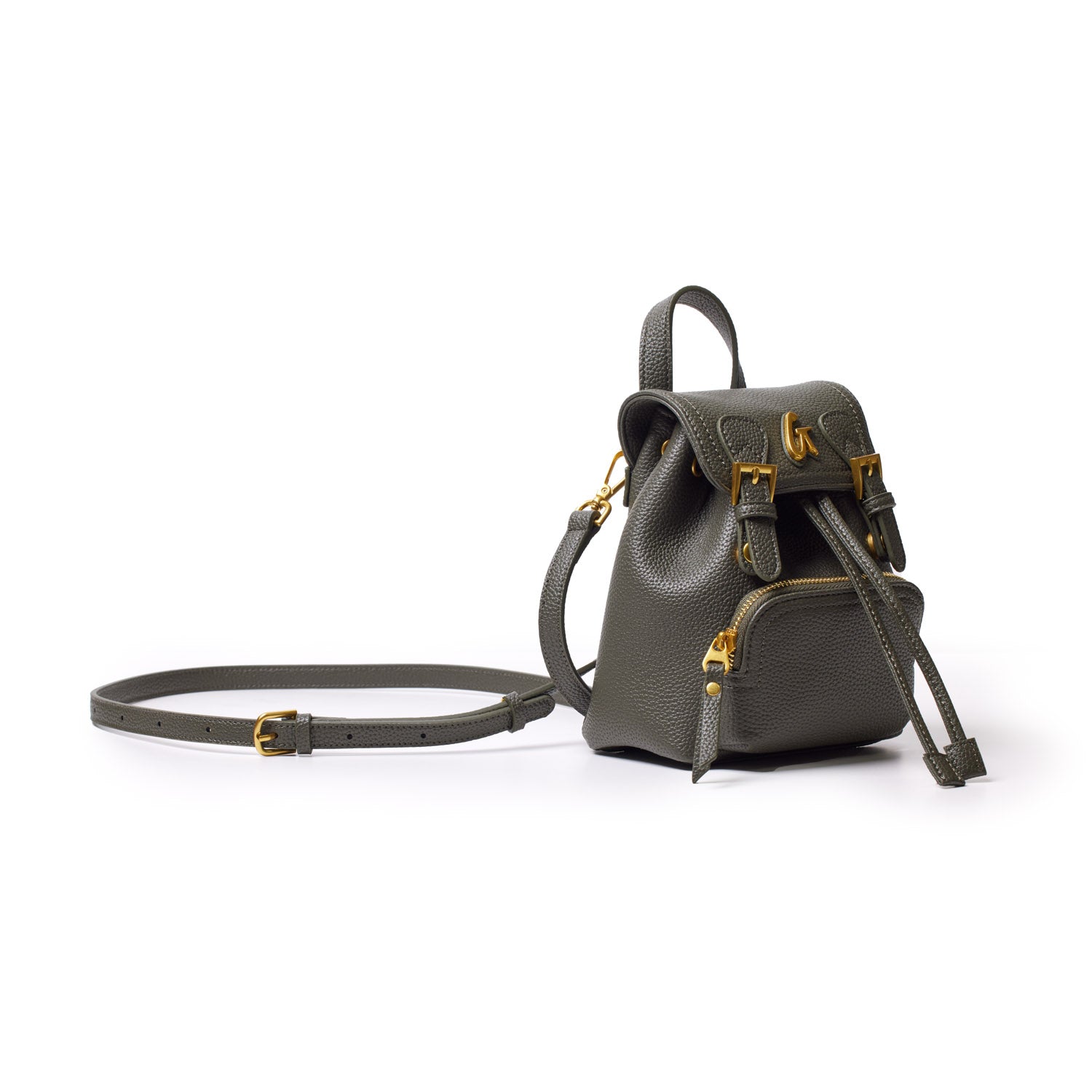 MINI PEBBLE CROSSBODY BACKPACK - OLIVE GREEN