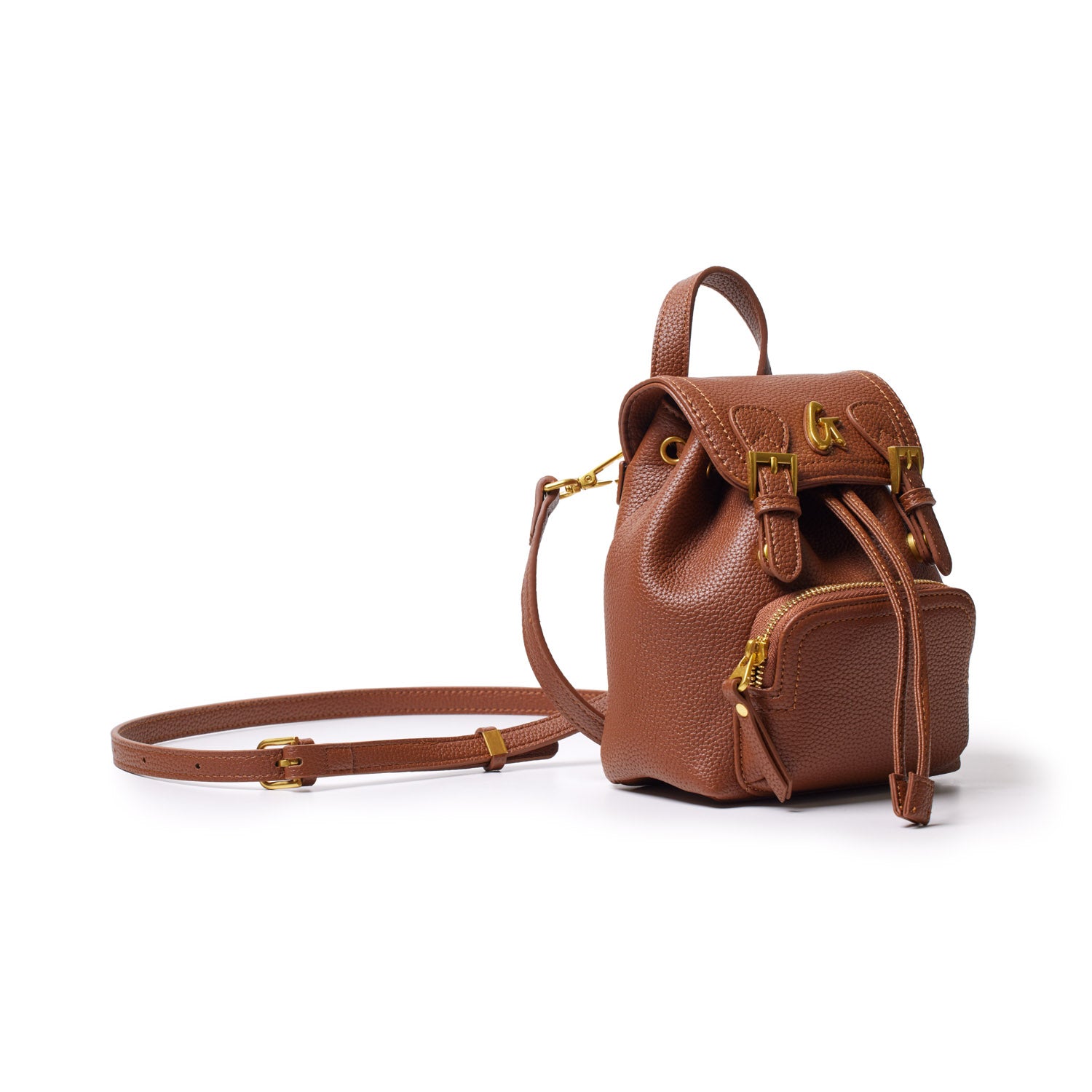 MINI PEBBLE CROSSBODY BACKPACK - BROWN