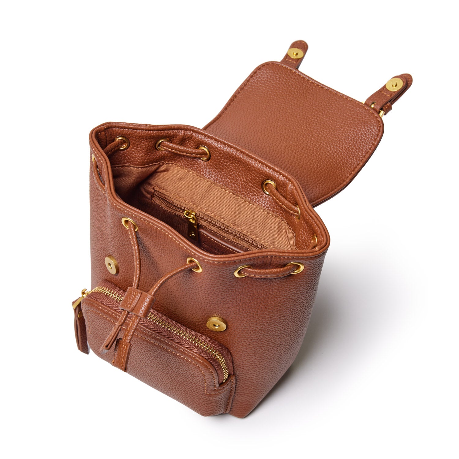 MINI PEBBLE CROSSBODY BACKPACK - BROWN