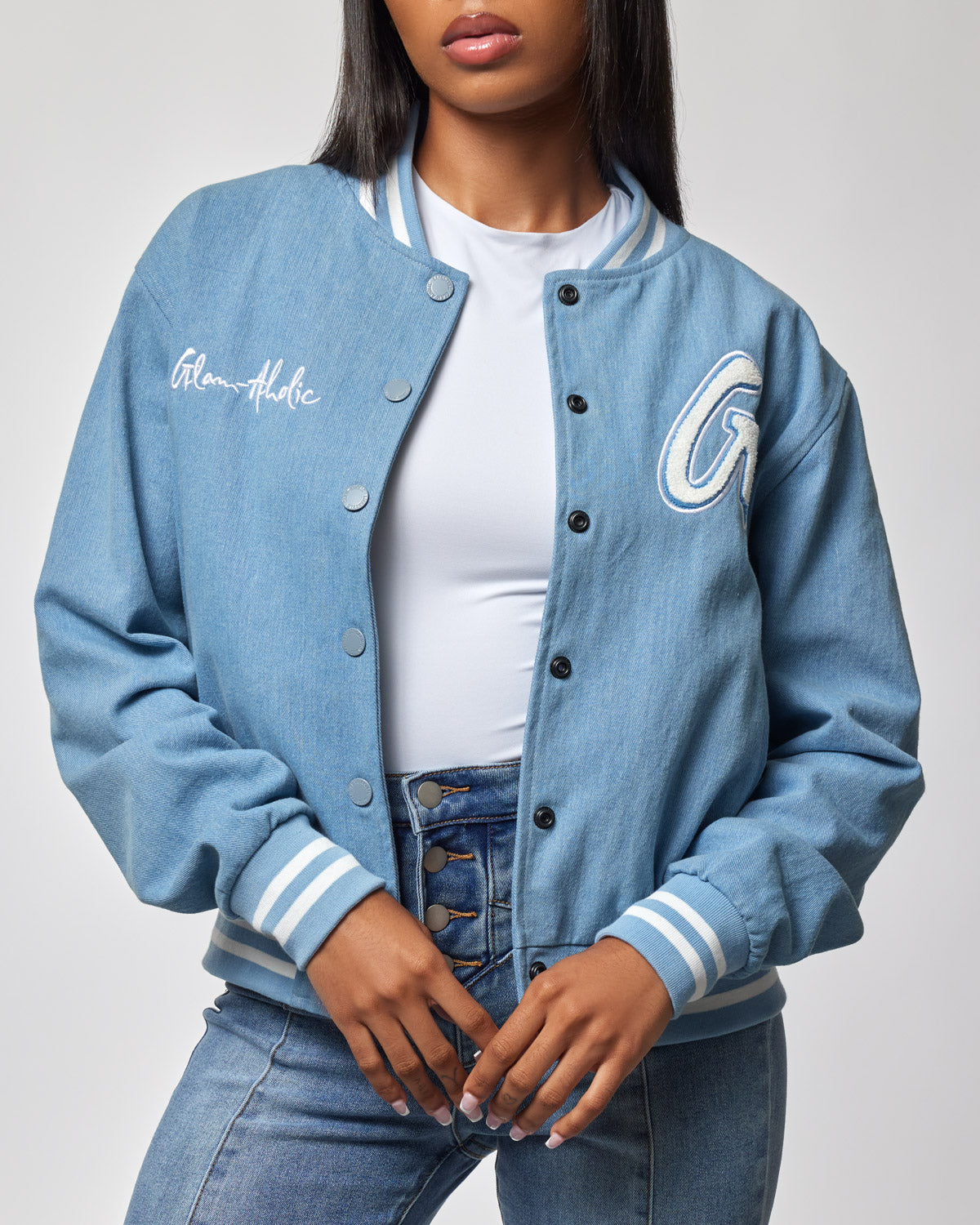 DENIM VARSITY JACKET