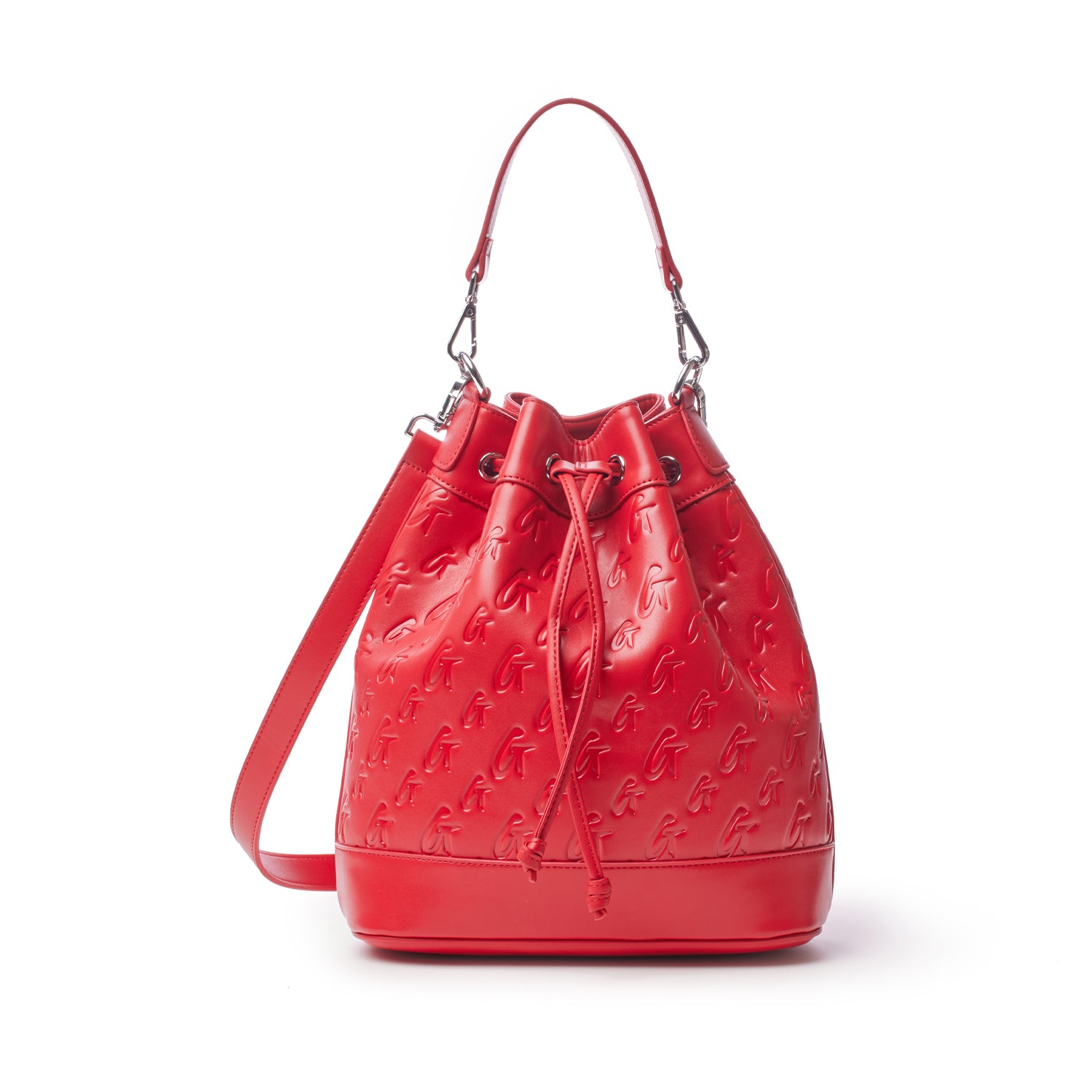 LARGE MONOGRAM BUCKET BAG - RED