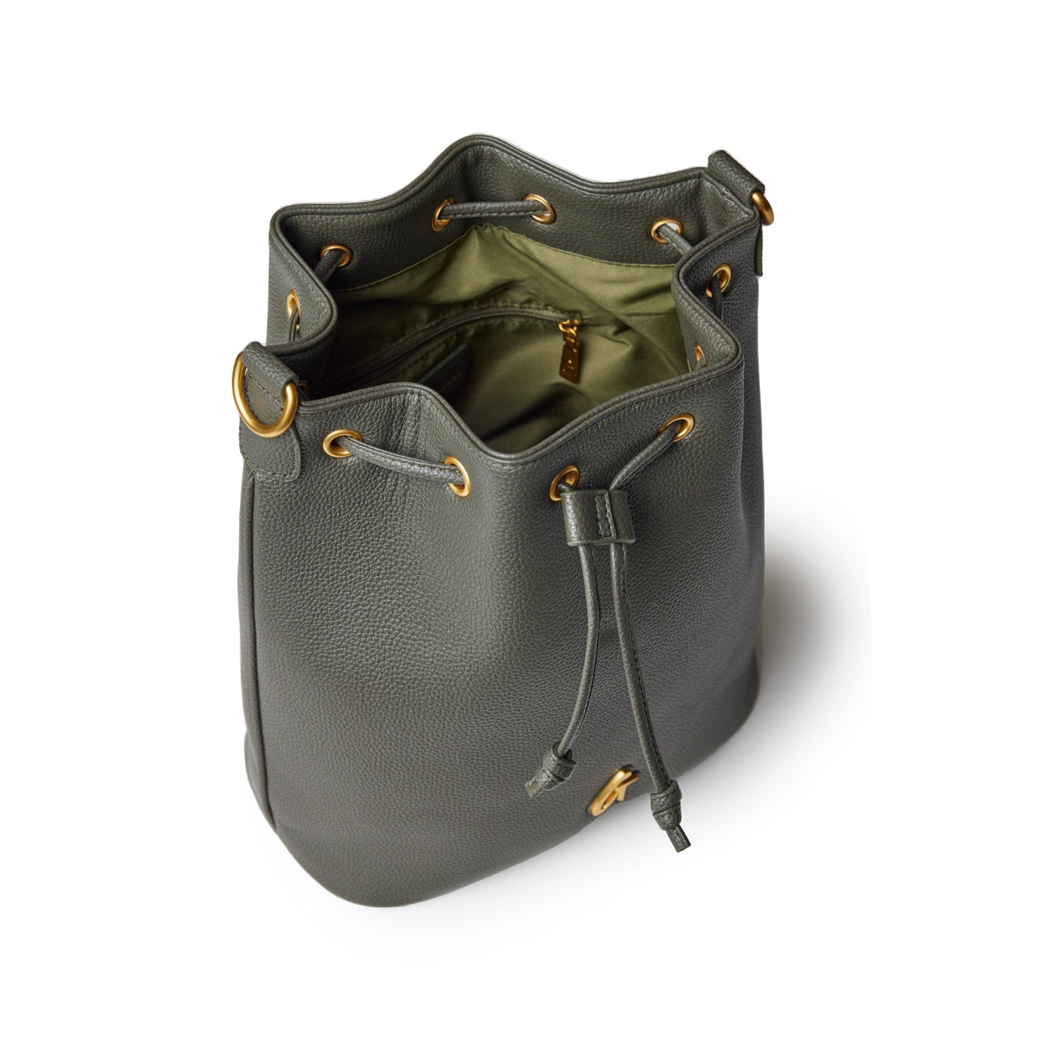 LARGE PEBBLE BUCKET BAG - OLIVE GREEN