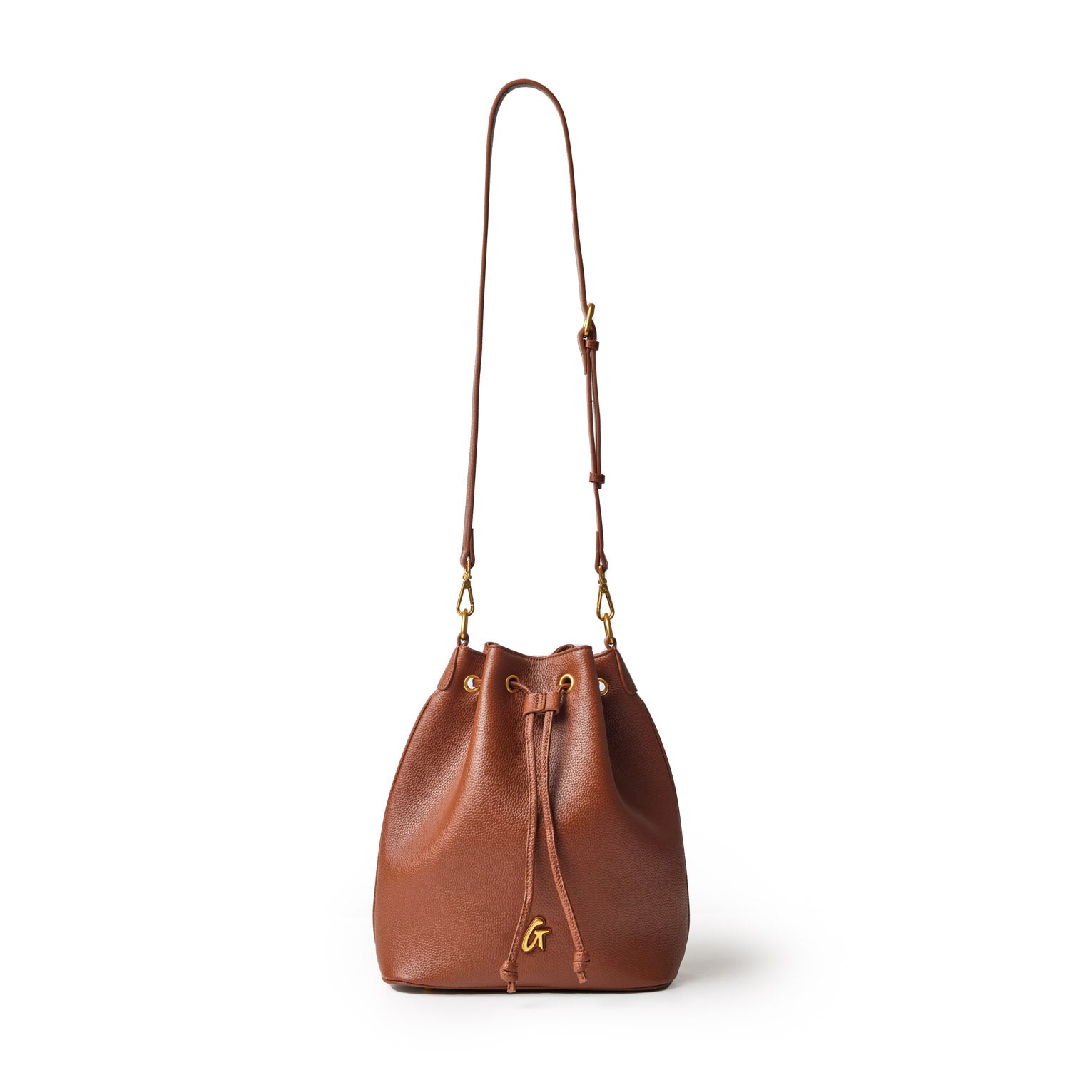 LARGE PEBBLE BUCKET BAG - BROWN