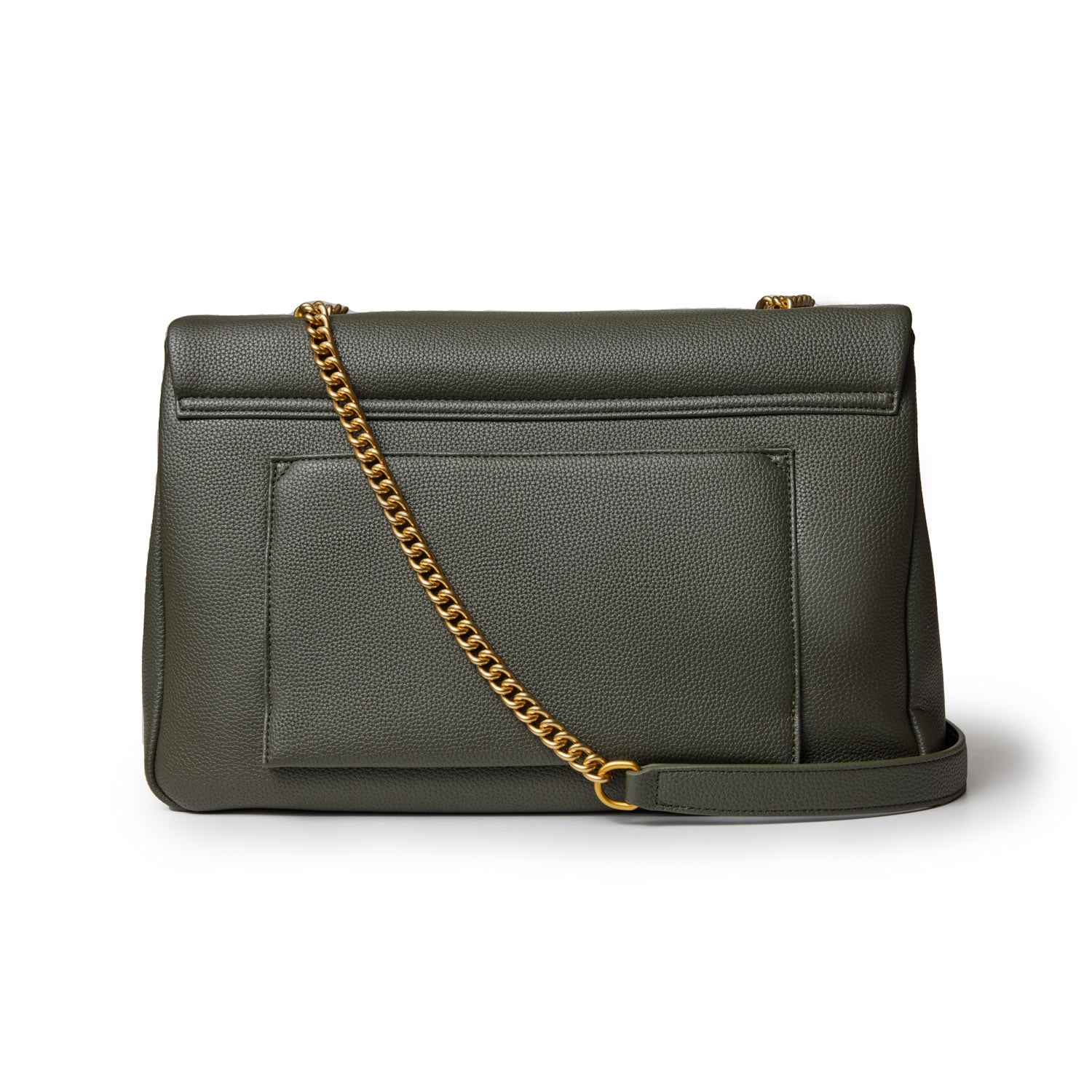 LARGE PEBBLE FLAP BAG - OLIVE GREEN