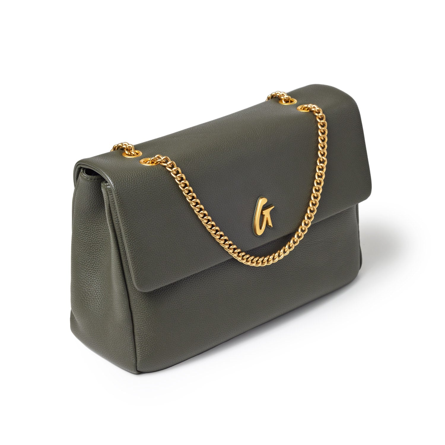 LARGE PEBBLE FLAP BAG - OLIVE GREEN