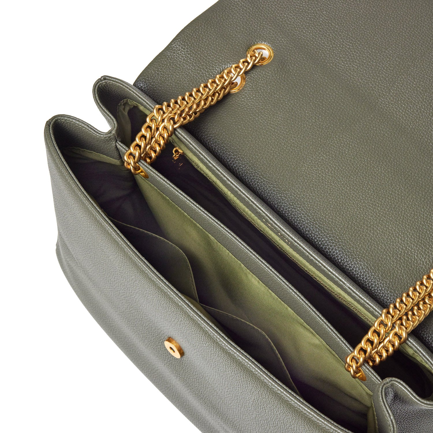 LARGE PEBBLE FLAP BAG - OLIVE GREEN