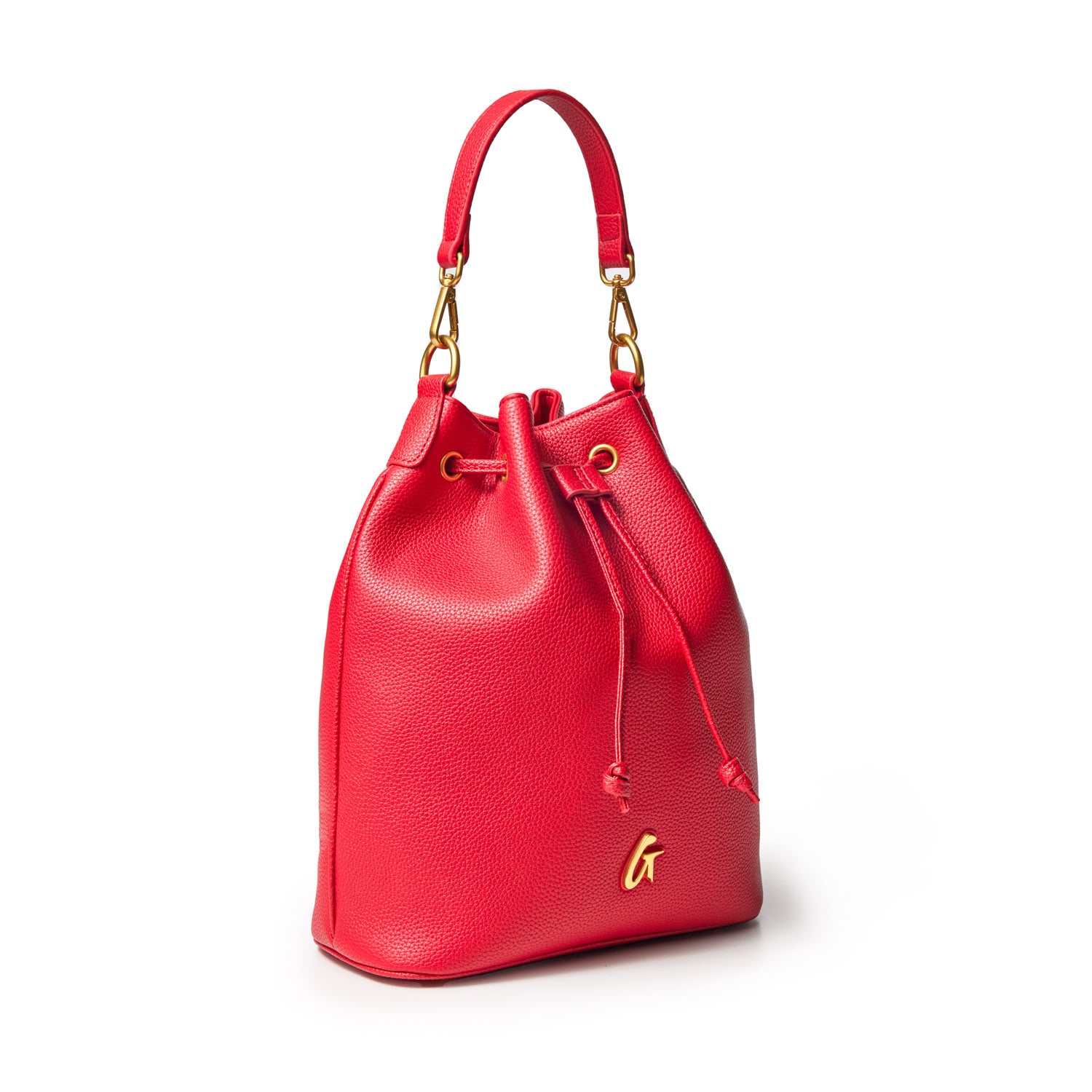 LARGE PEBBLE BUCKET BAG - RED