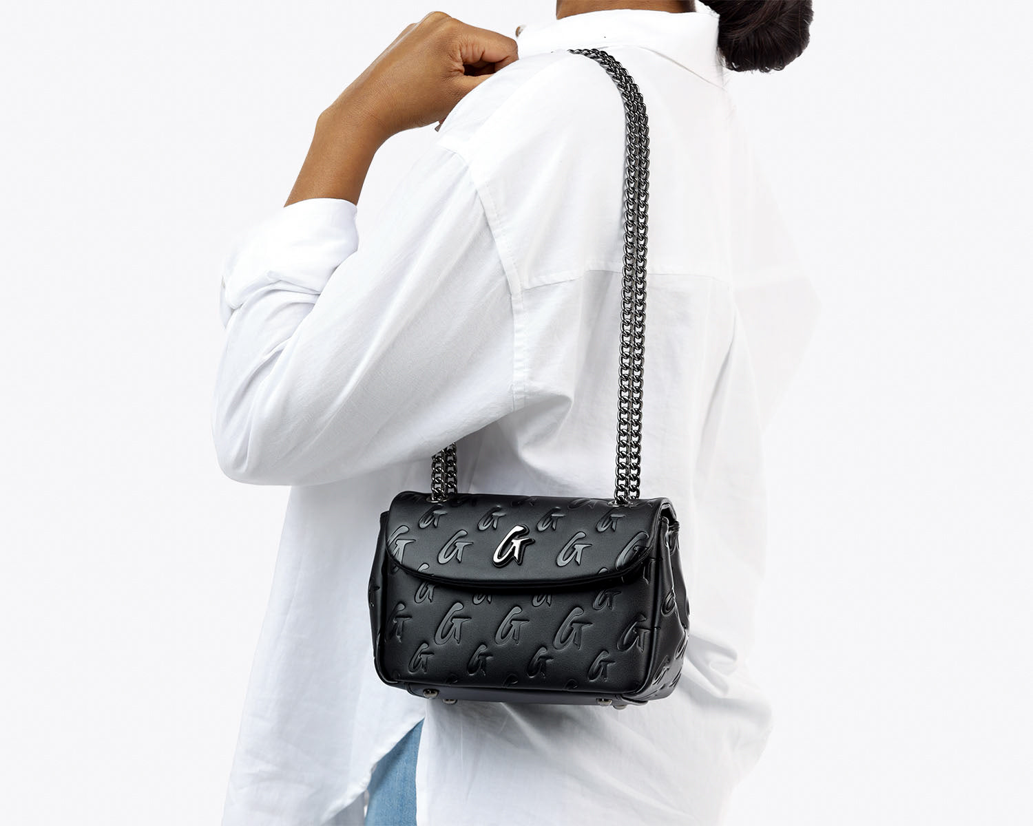 MINI MONOGRAM FLAP BAG - BLACK