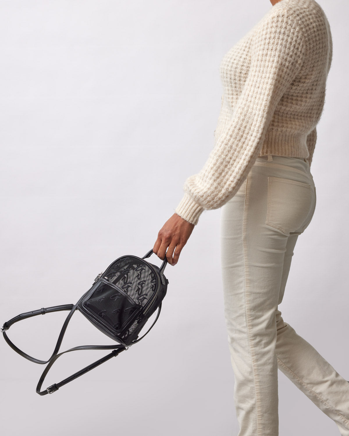 MINI MESH MONOGRAM BACKPACK - BLACK