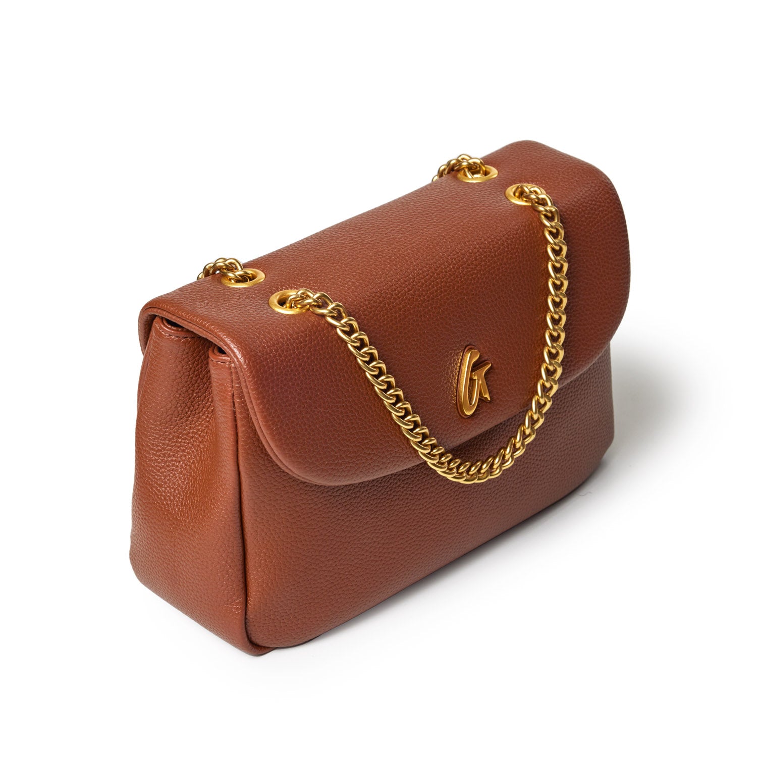 MEDIUM PEBBLE FLAP BAG - BROWN