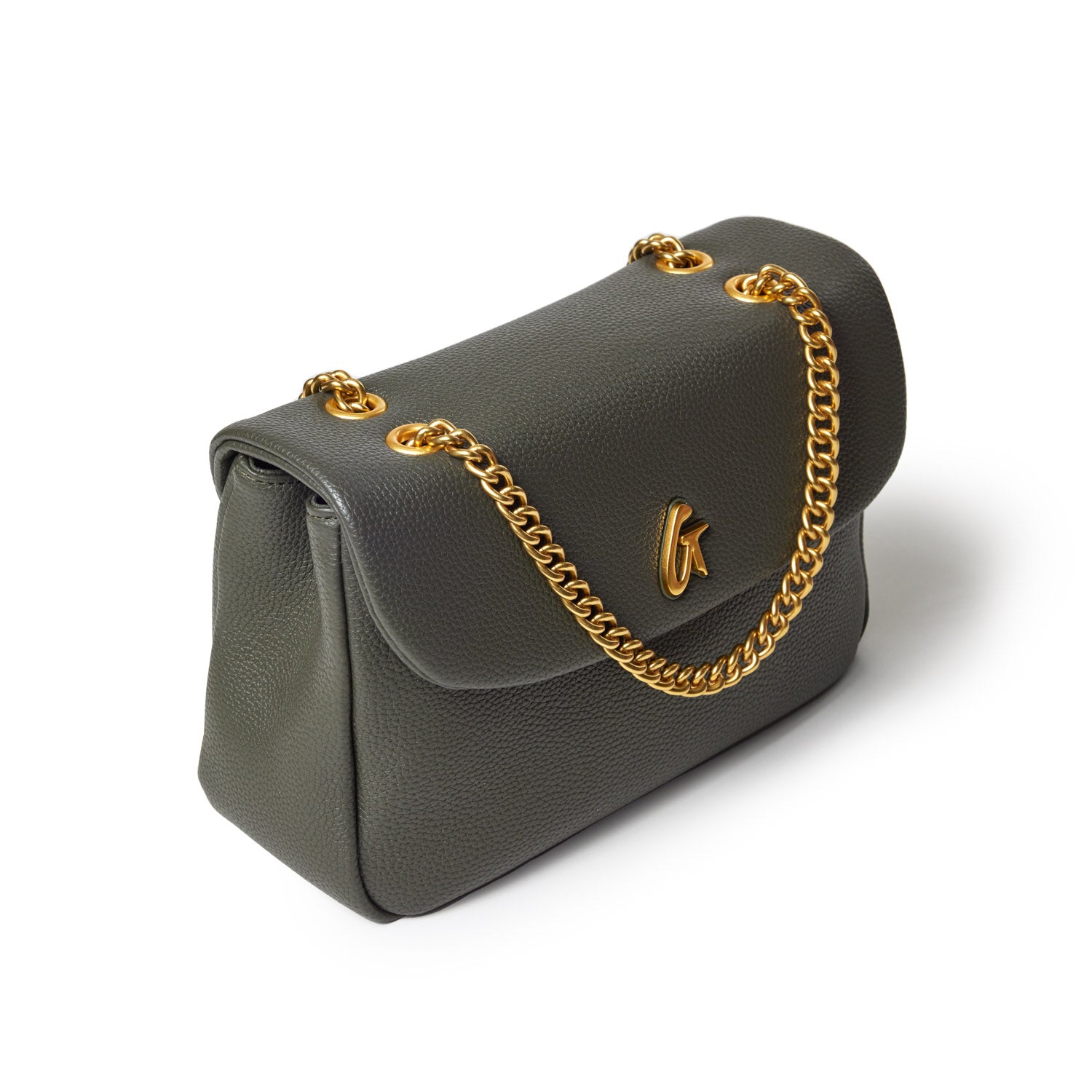 MEDIUM PEBBLE FLAP BAG - OLIVE GREEN