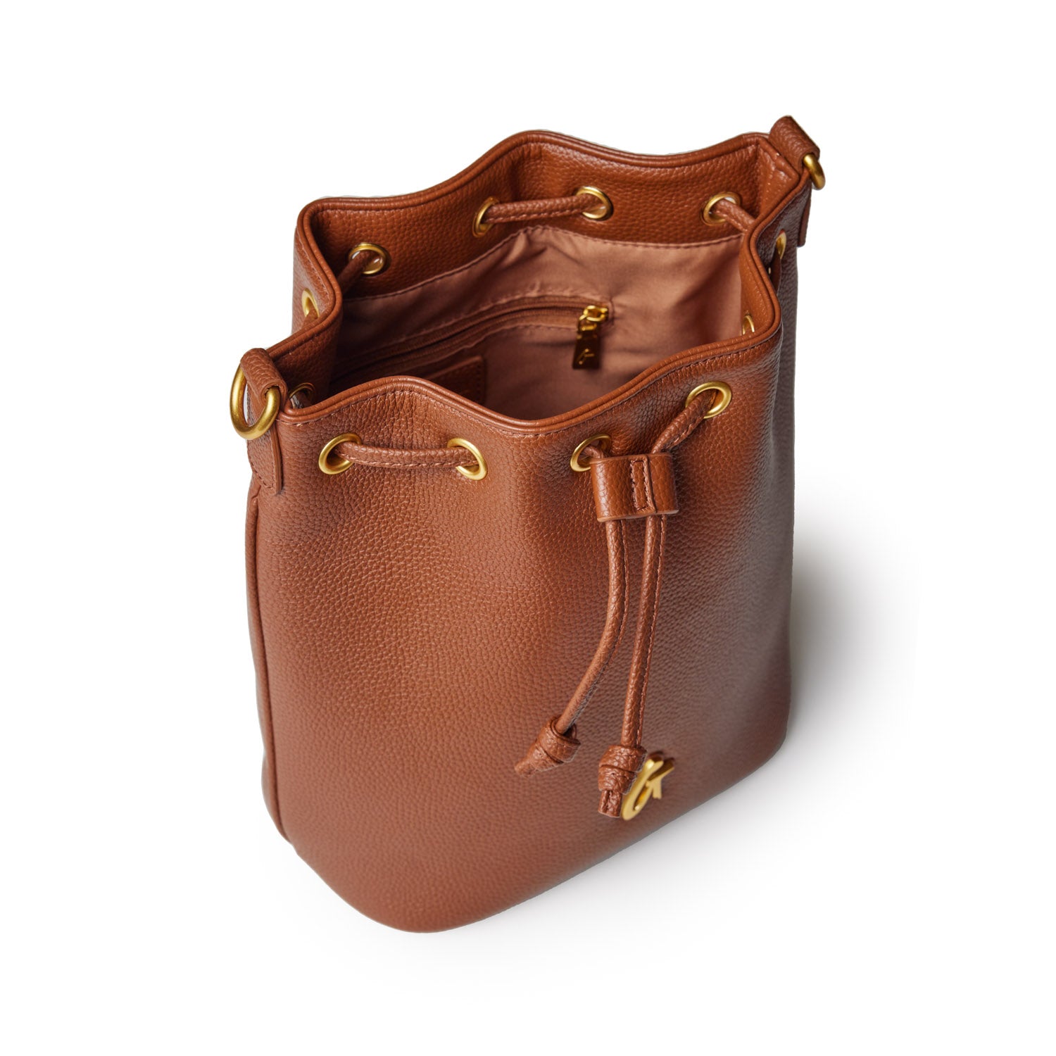 MEDIUM PEBBLE BUCKET BAG - BROWN