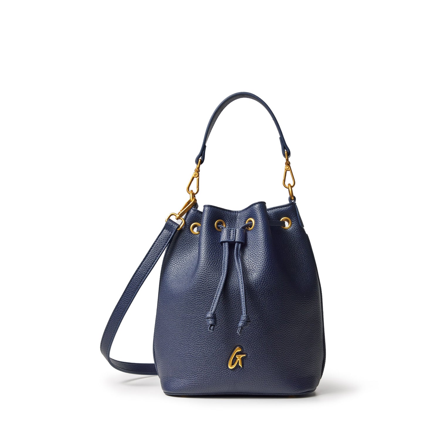 MEDIUM PEBBLE BUCKET BAG - NAVY