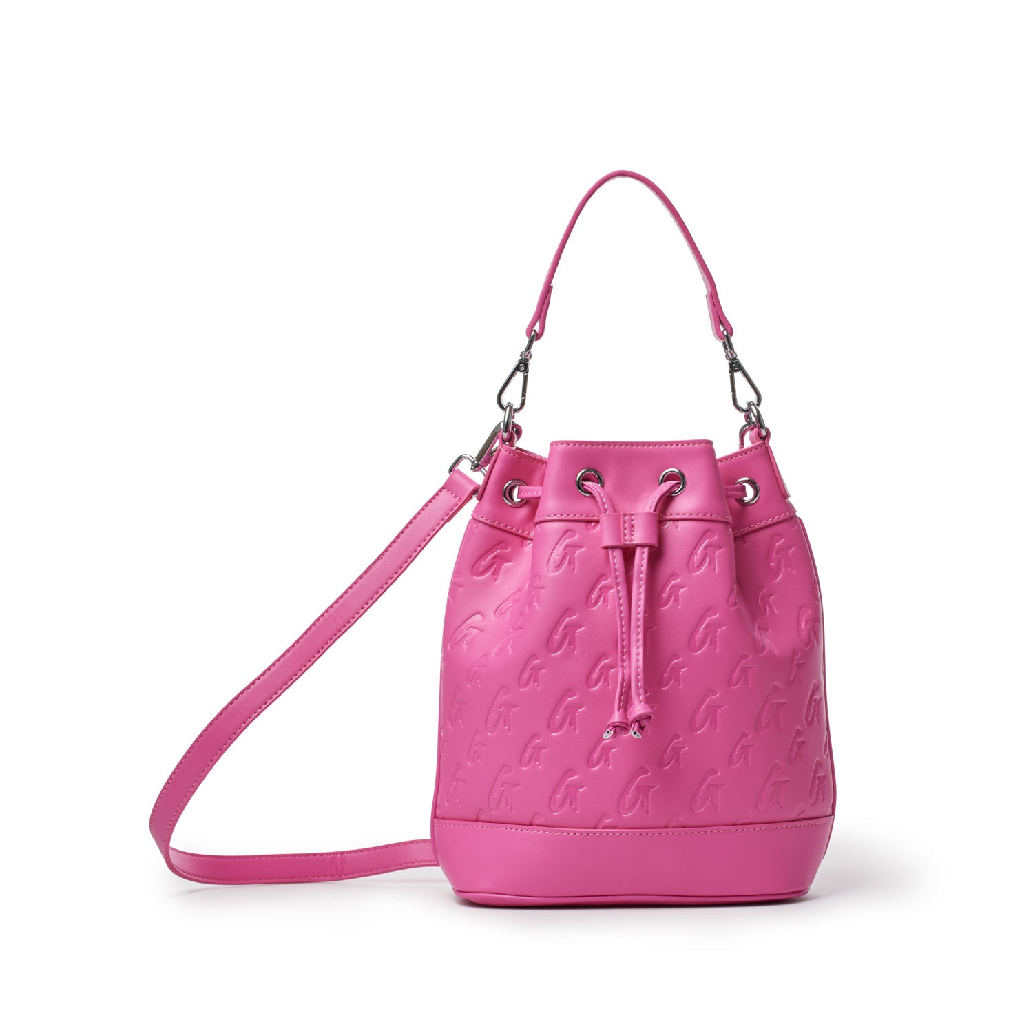 MEDIUM MONOGRAM BUCKET BAG - HOT PINK