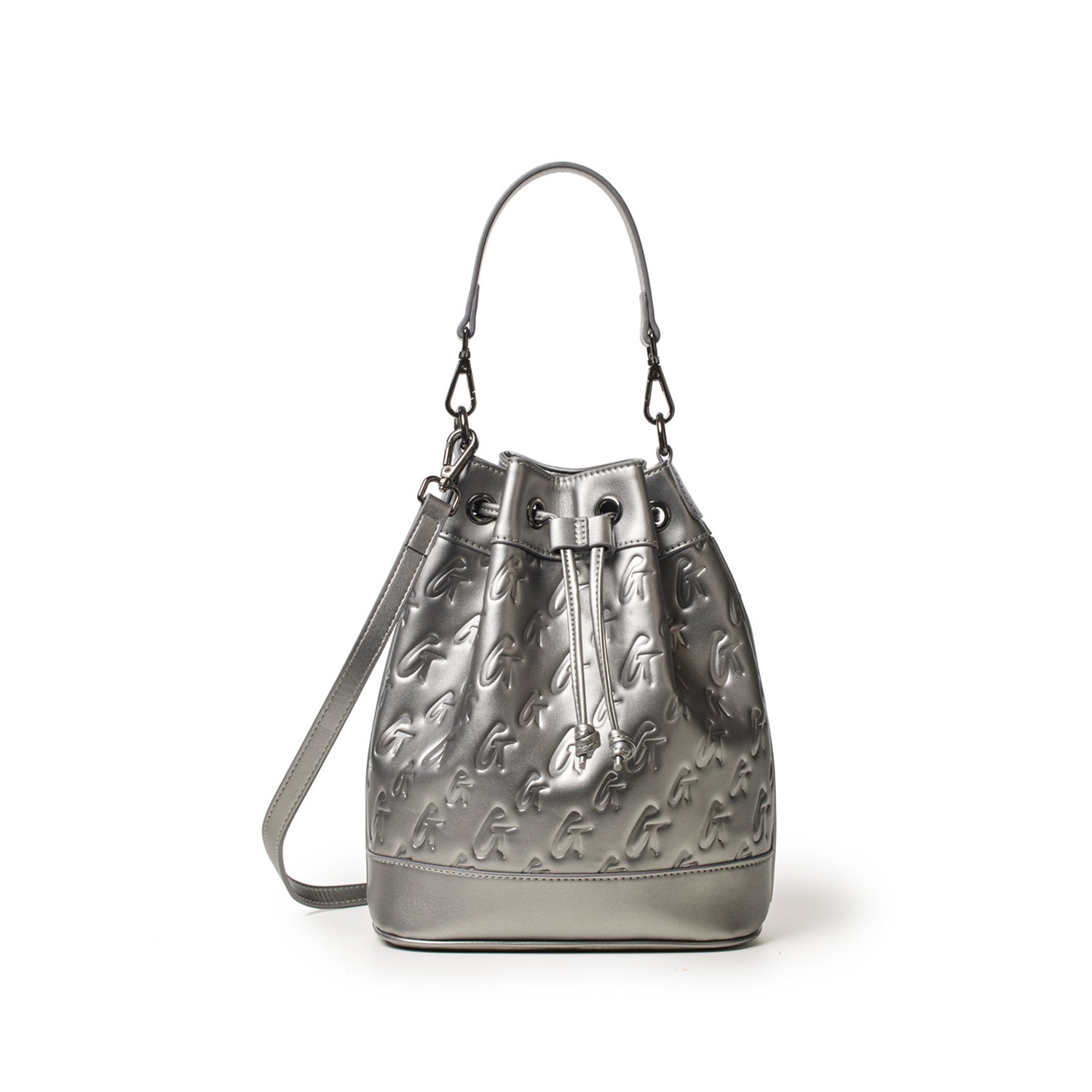 MEDIUM MONOGRAM BUCKET BAG - PLATINUM