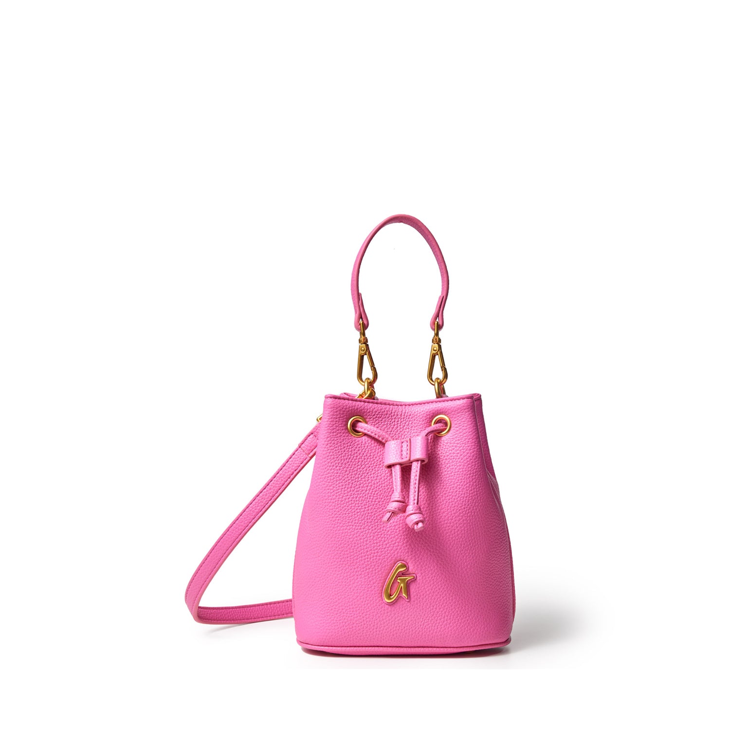 MINI PEBBLE BUCKET BAG - HOT PINK