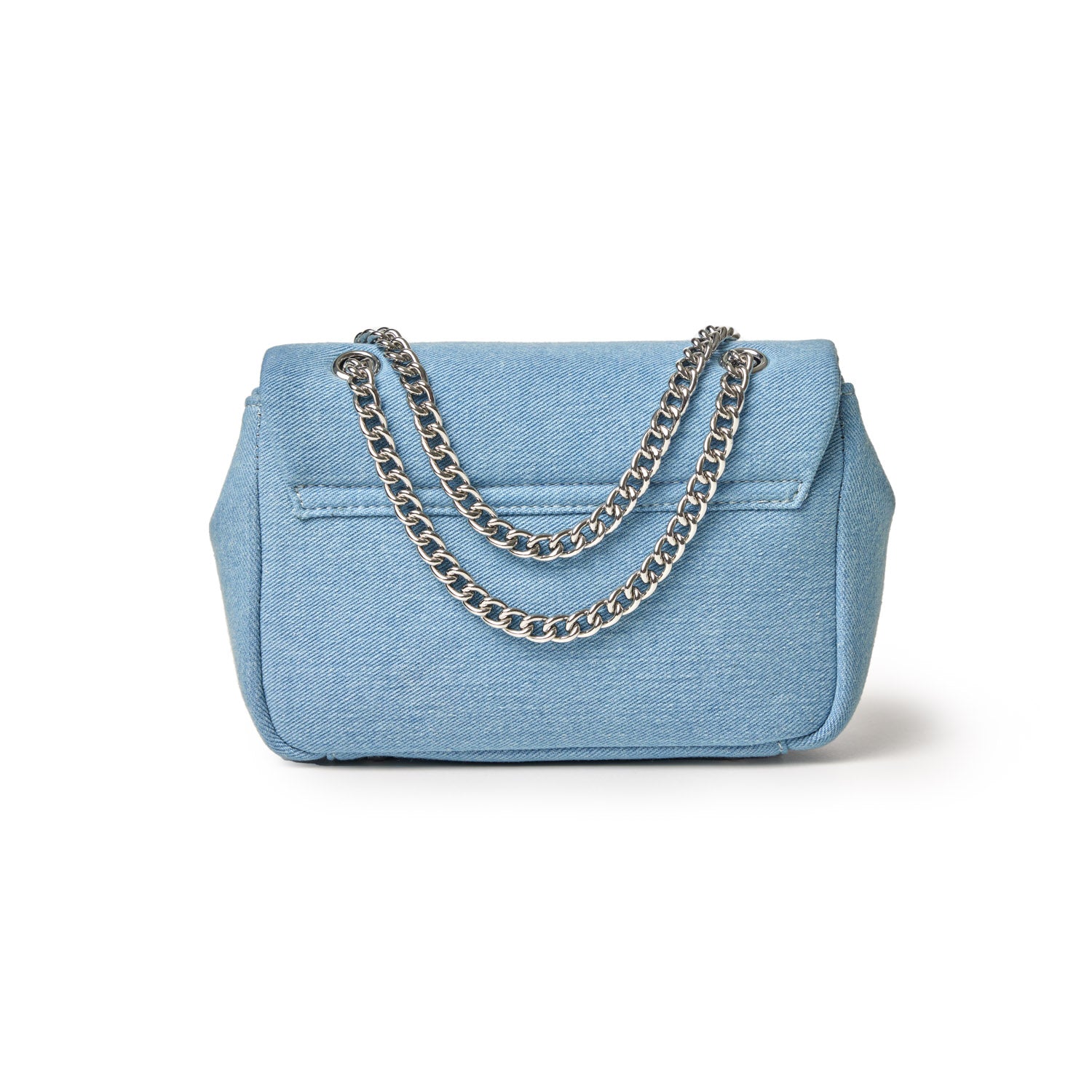 DENIM MINI CLASSIC FLAP BAG-SILVER